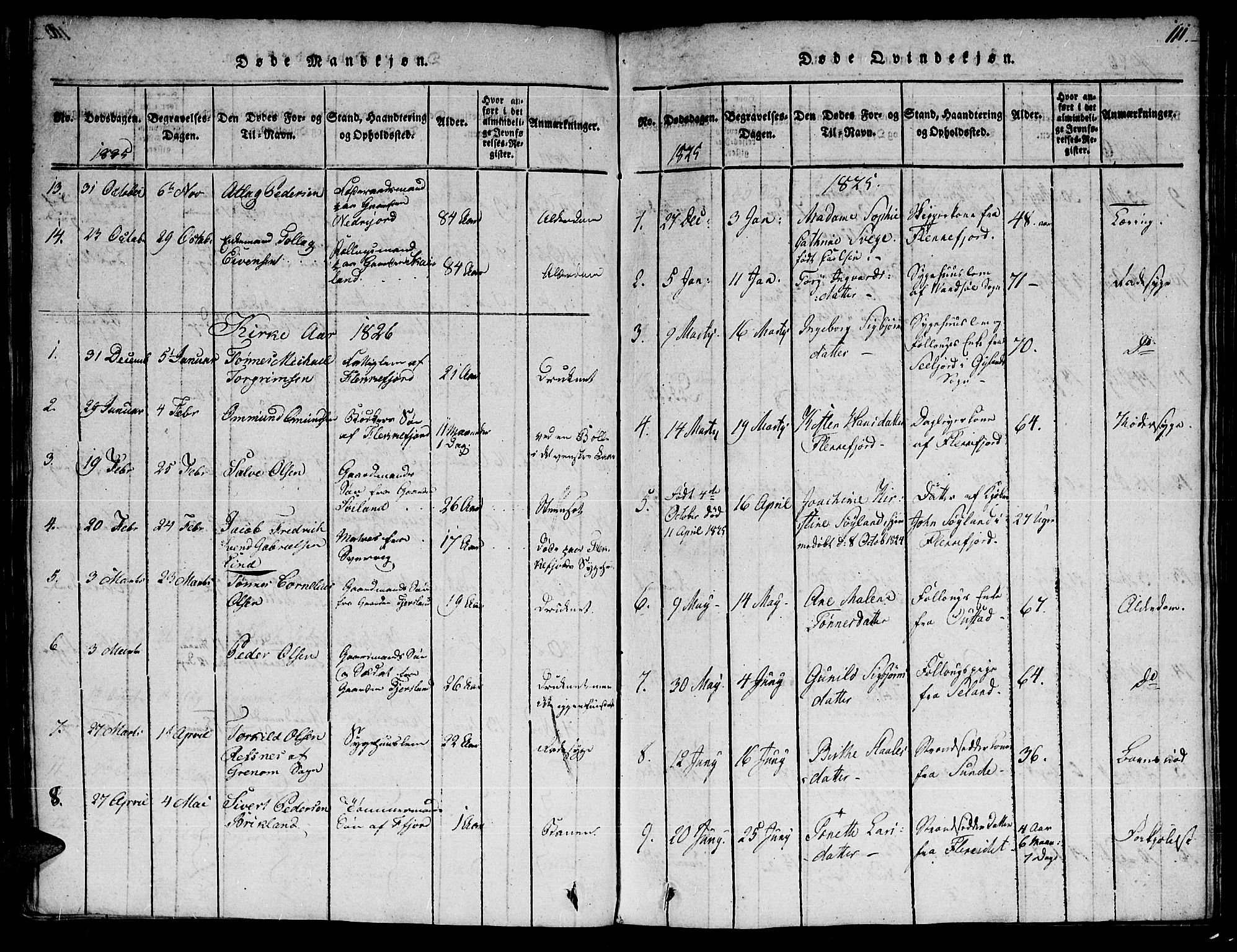 Flekkefjord sokneprestkontor, SAK/1111-0012/F/Fa/Fac/L0002: Parish register (official) no. A 2, 1815-1826, p. 111