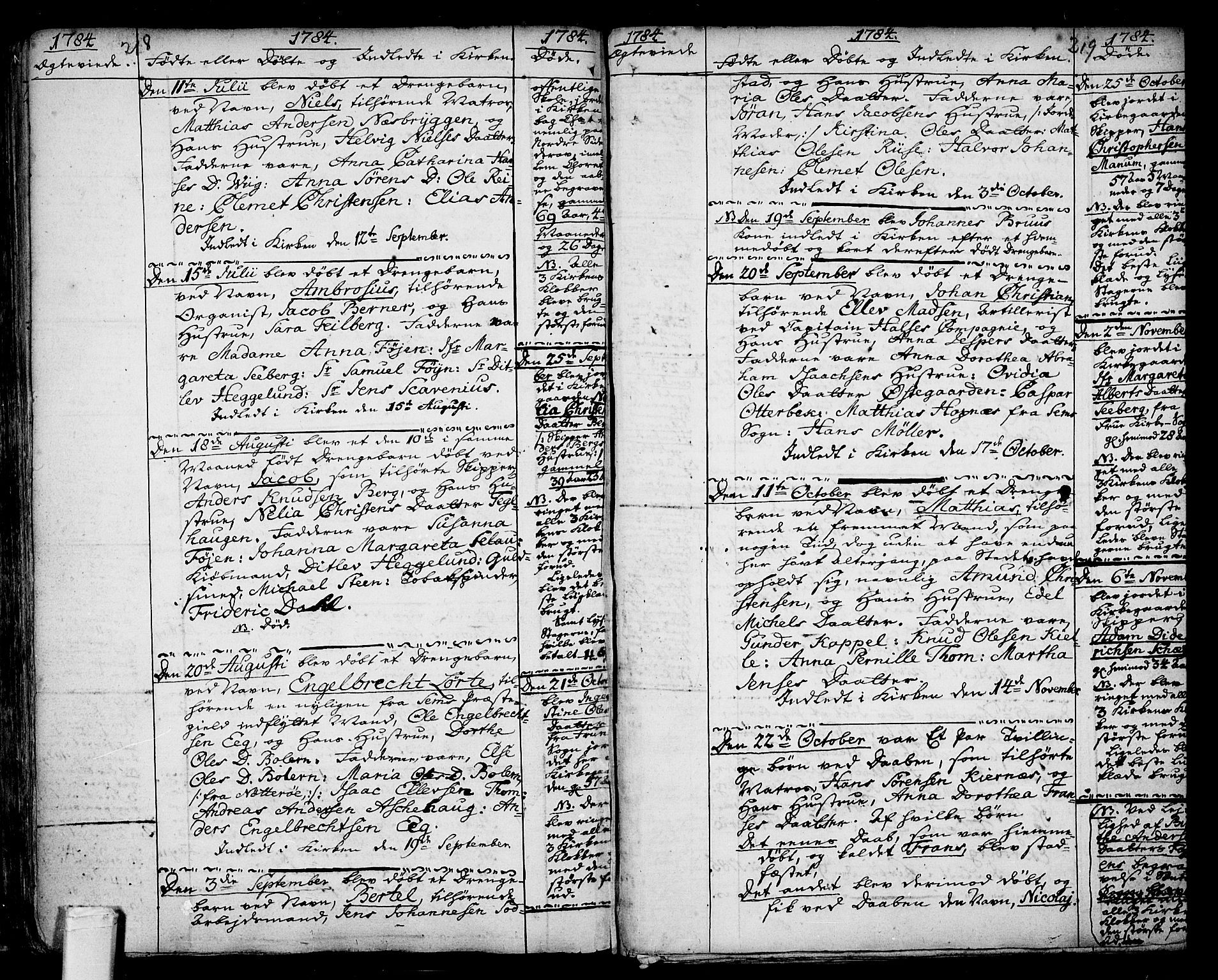 Tønsberg kirkebøker, AV/SAKO-A-330/F/Fb/L0001: Parish register (official) no. II 1, 1690-1796, p. 218-219