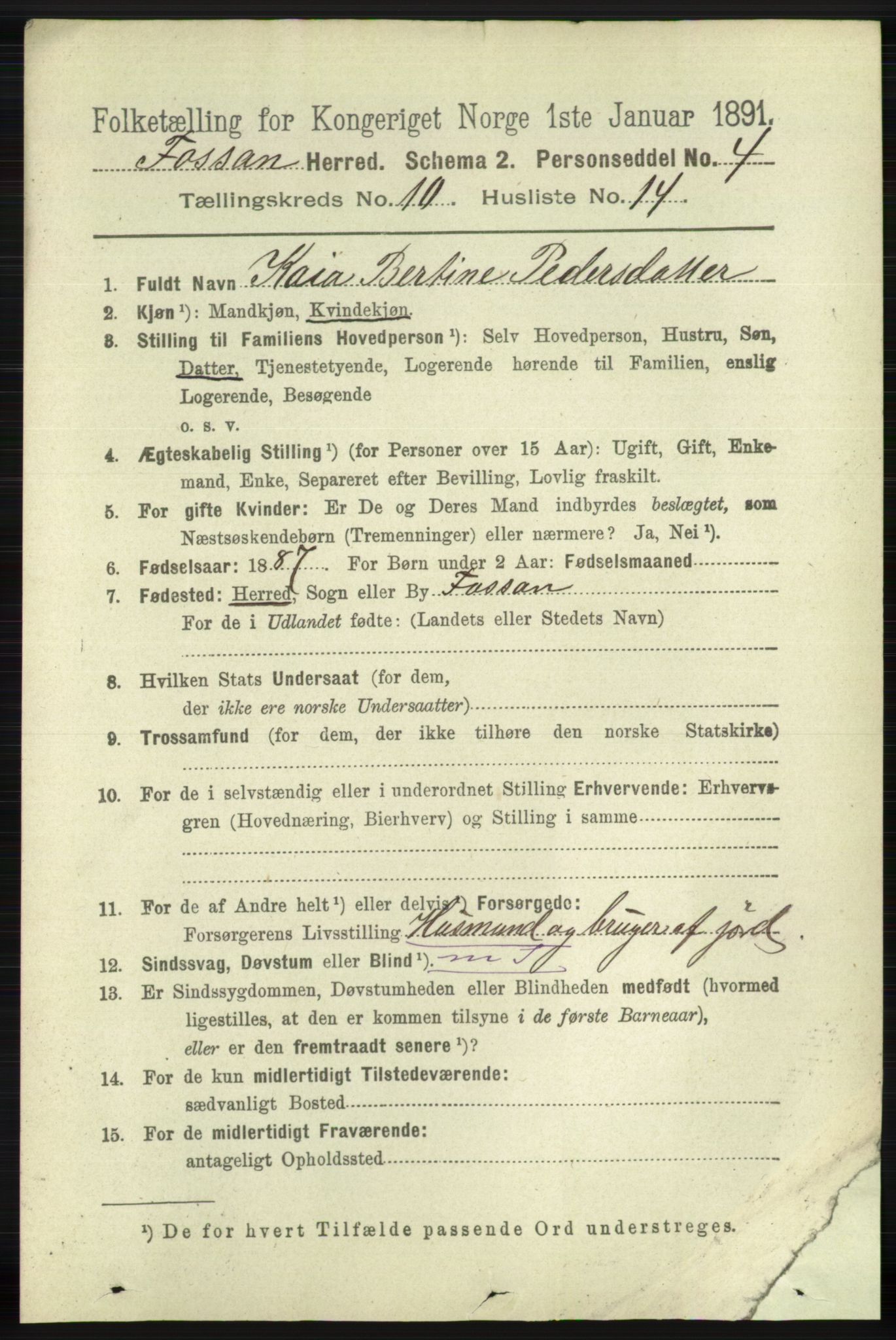 RA, 1891 census for 1129 Forsand, 1891, p. 1769