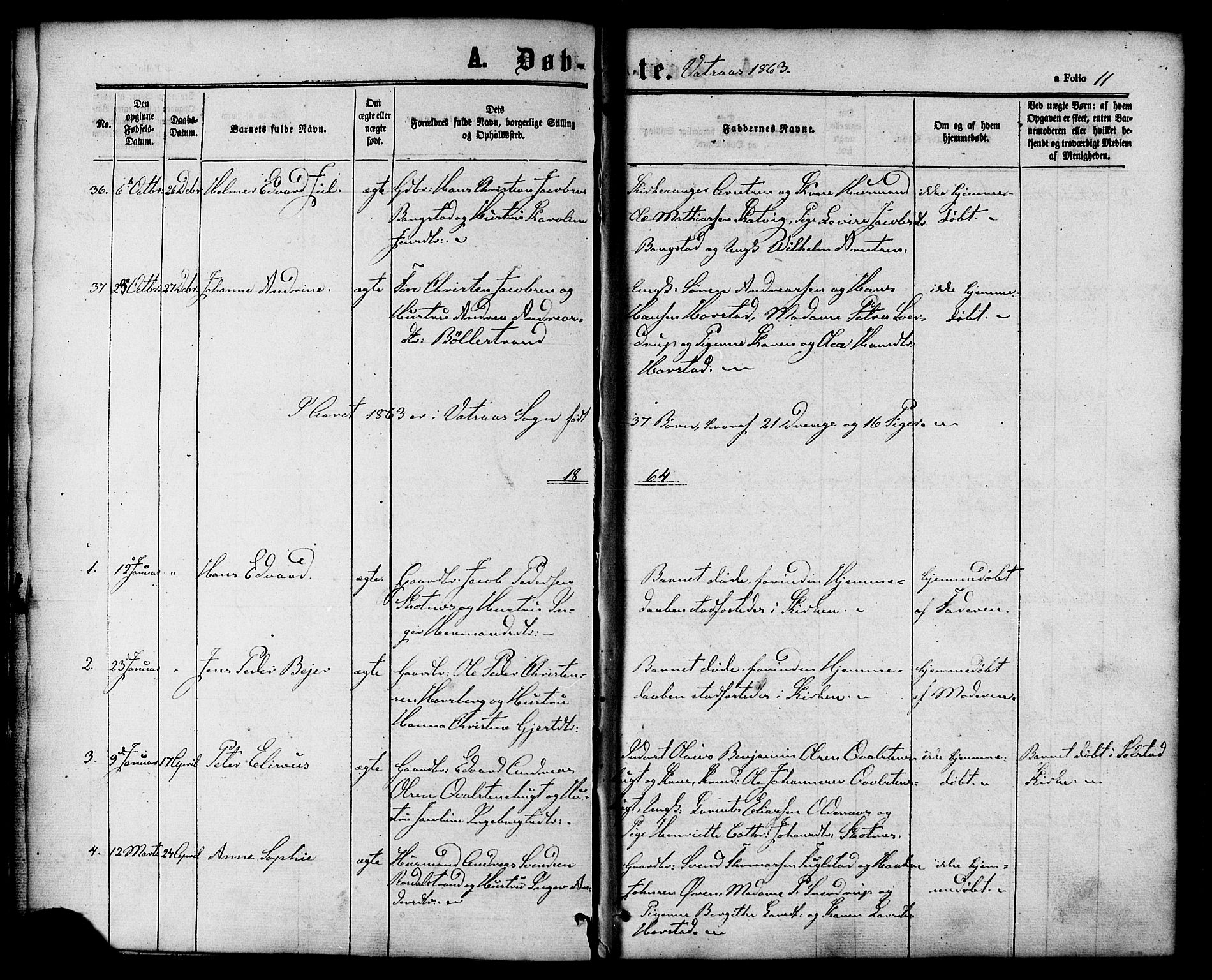 Ministerialprotokoller, klokkerbøker og fødselsregistre - Nordland, SAT/A-1459/810/L0146: Parish register (official) no. 810A08 /1, 1862-1874, p. 11