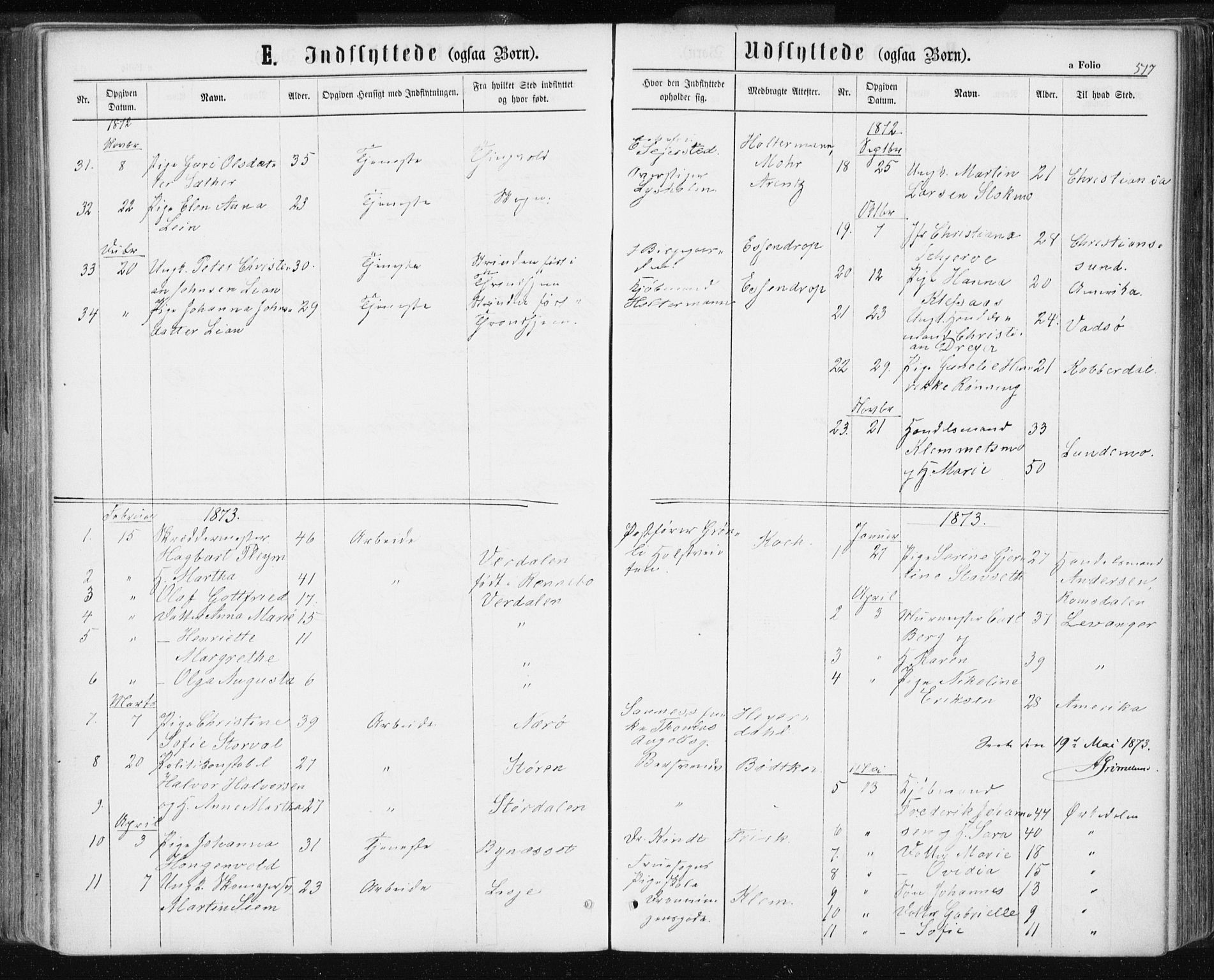 Ministerialprotokoller, klokkerbøker og fødselsregistre - Sør-Trøndelag, SAT/A-1456/601/L0055: Parish register (official) no. 601A23, 1866-1877, p. 517