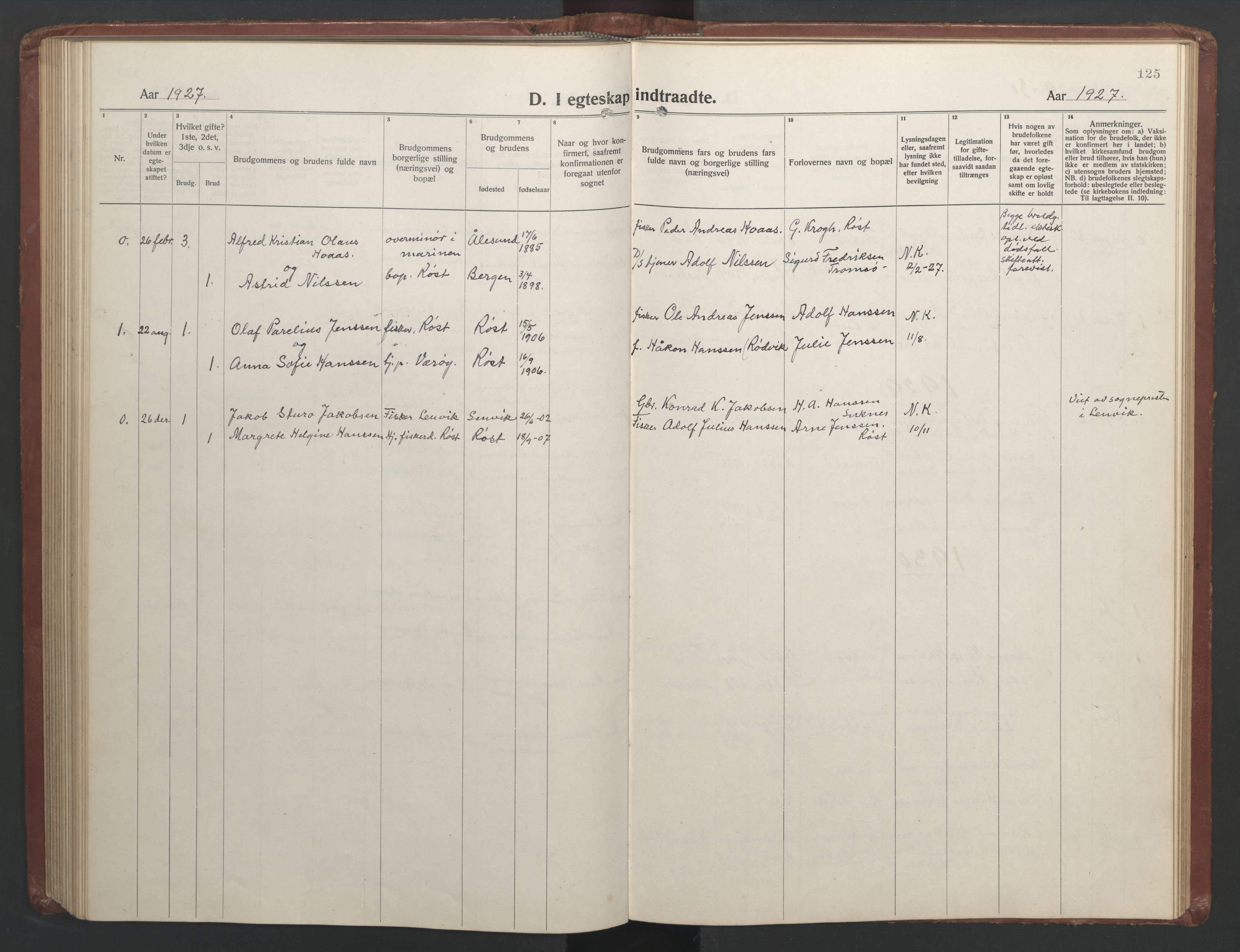 Ministerialprotokoller, klokkerbøker og fødselsregistre - Nordland, AV/SAT-A-1459/808/L0132: Parish register (copy) no. 808C03, 1920-1946, p. 125