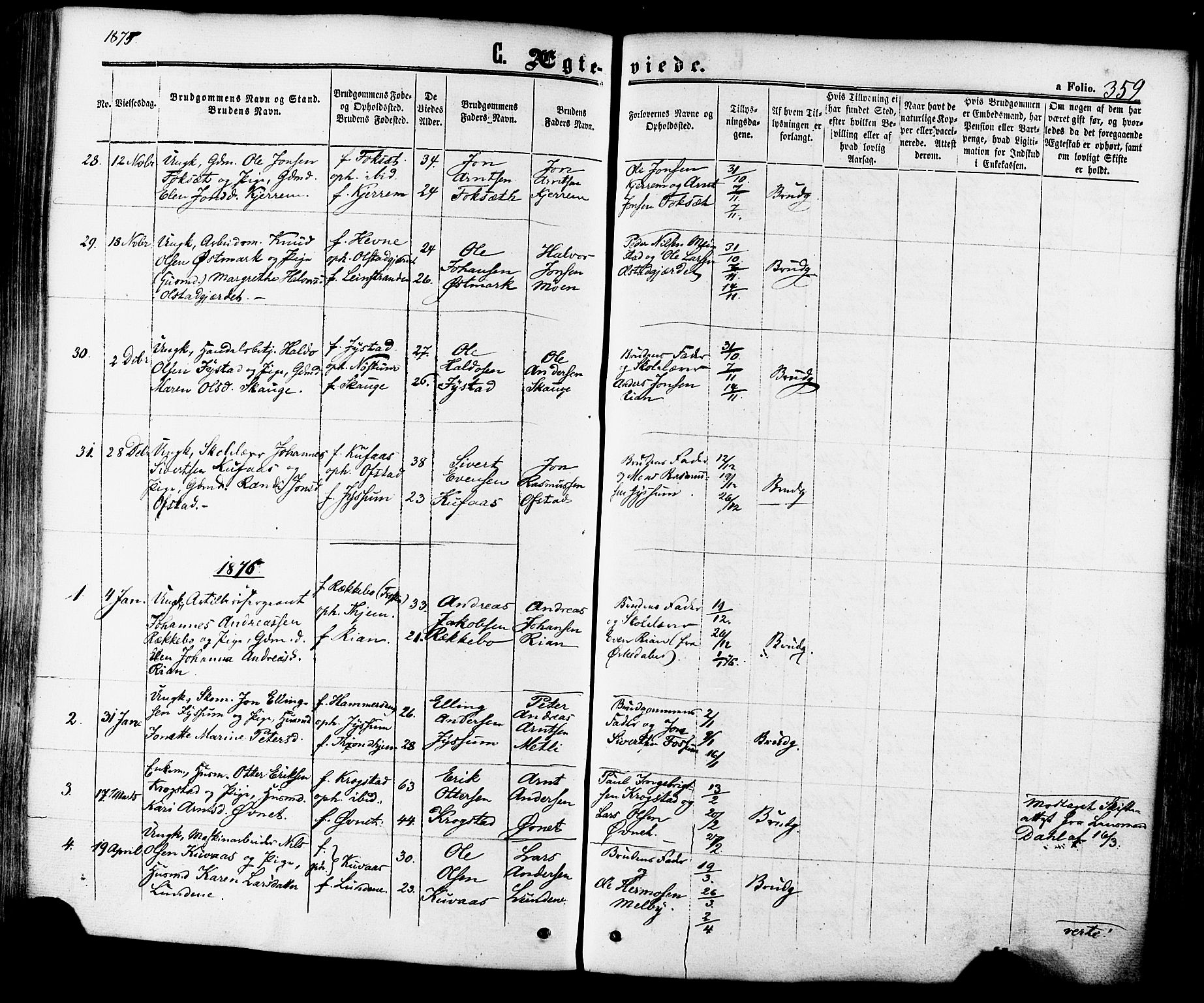 Ministerialprotokoller, klokkerbøker og fødselsregistre - Sør-Trøndelag, SAT/A-1456/665/L0772: Parish register (official) no. 665A07, 1856-1878, p. 359