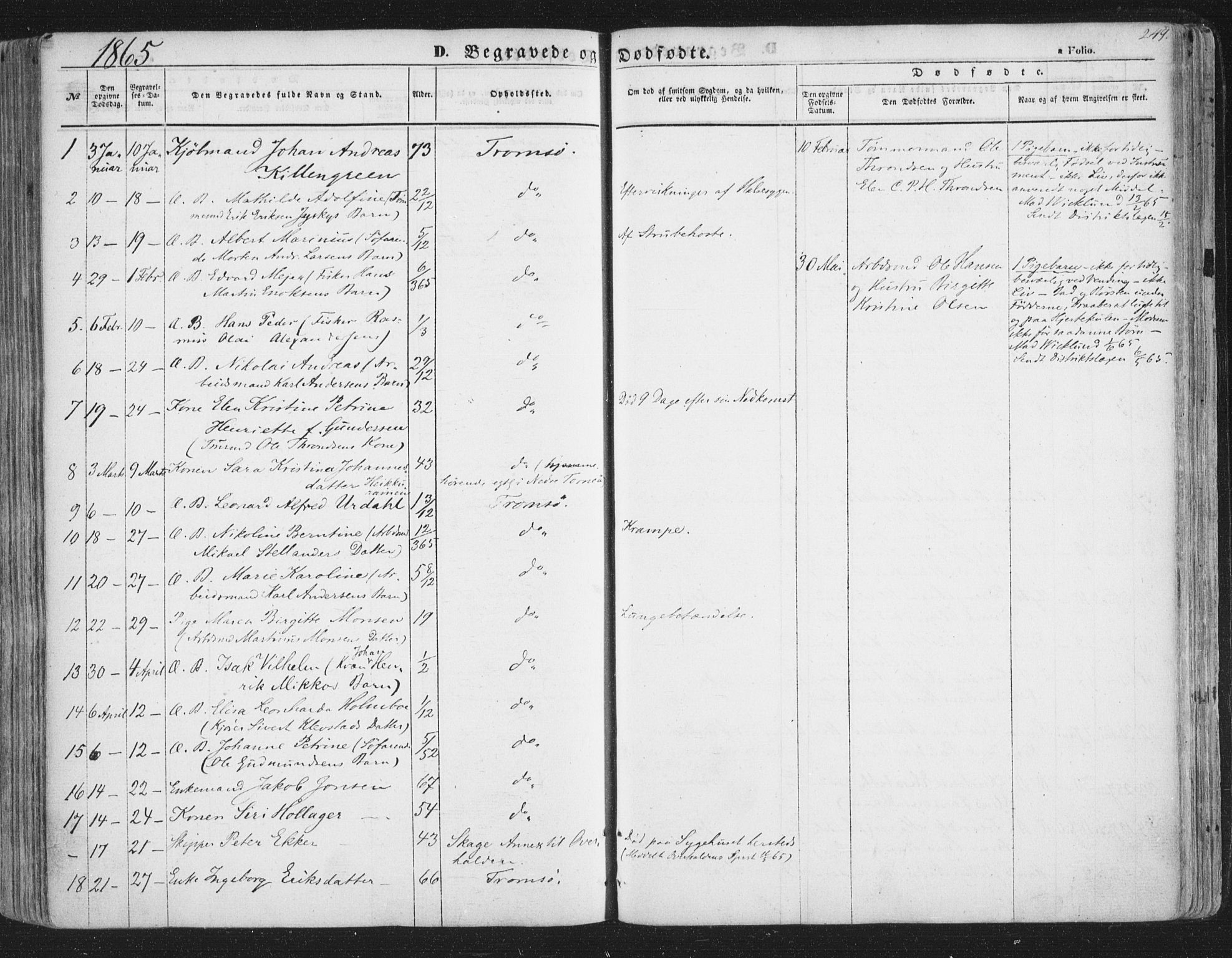 Tromsø sokneprestkontor/stiftsprosti/domprosti, SATØ/S-1343/G/Ga/L0011kirke: Parish register (official) no. 11, 1856-1865, p. 249