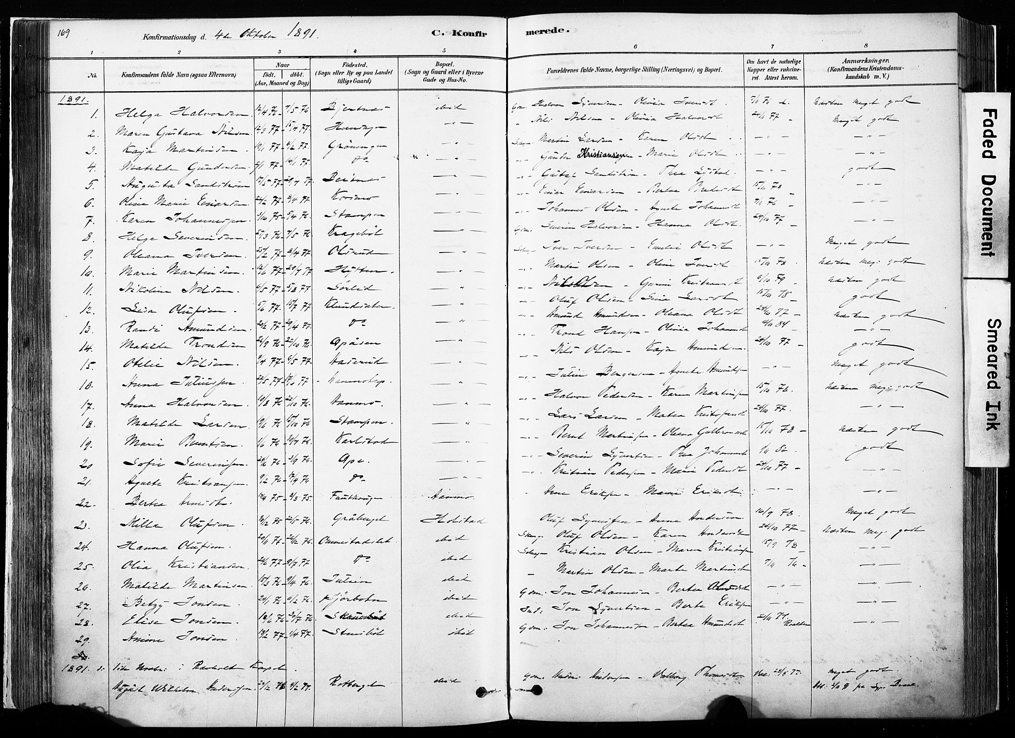 Hof prestekontor, AV/SAH-PREST-038/H/Ha/Haa/L0010: Parish register (official) no. 10, 1878-1909, p. 169