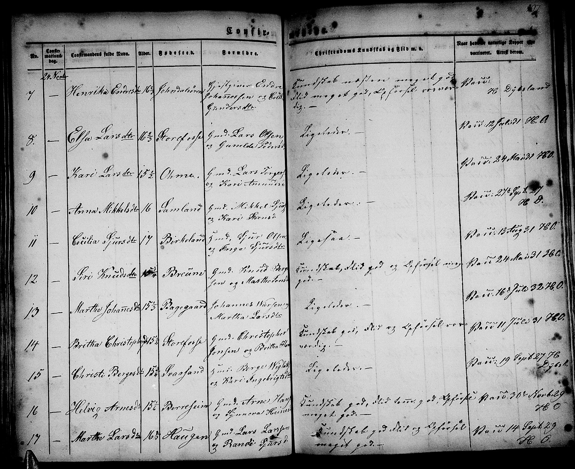 Strandebarm sokneprestembete, AV/SAB-A-78401/H/Haa: Parish register (official) no. A 6, 1826-1843, p. 207