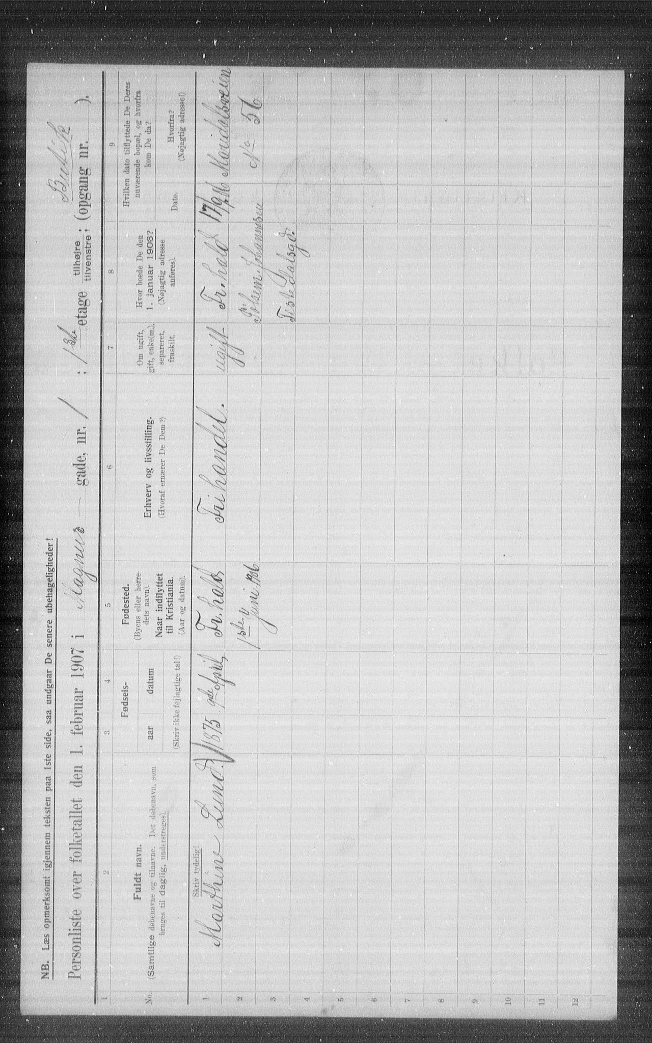 OBA, Municipal Census 1907 for Kristiania, 1907, p. 30238