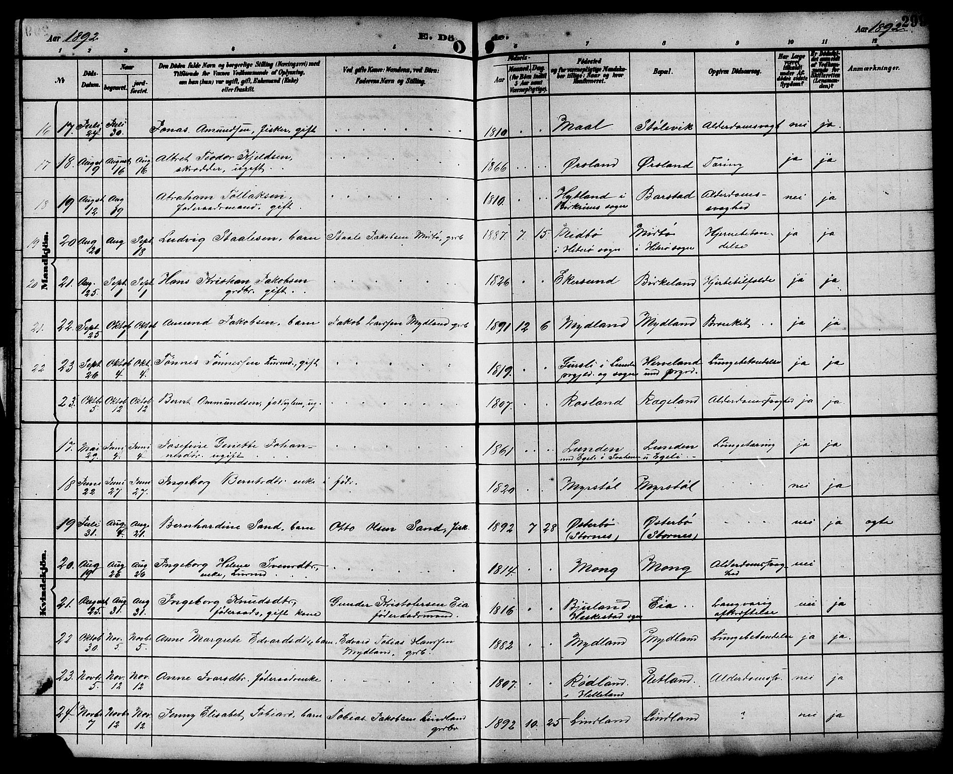 Sokndal sokneprestkontor, SAST/A-101808: Parish register (copy) no. B 6, 1892-1907, p. 299