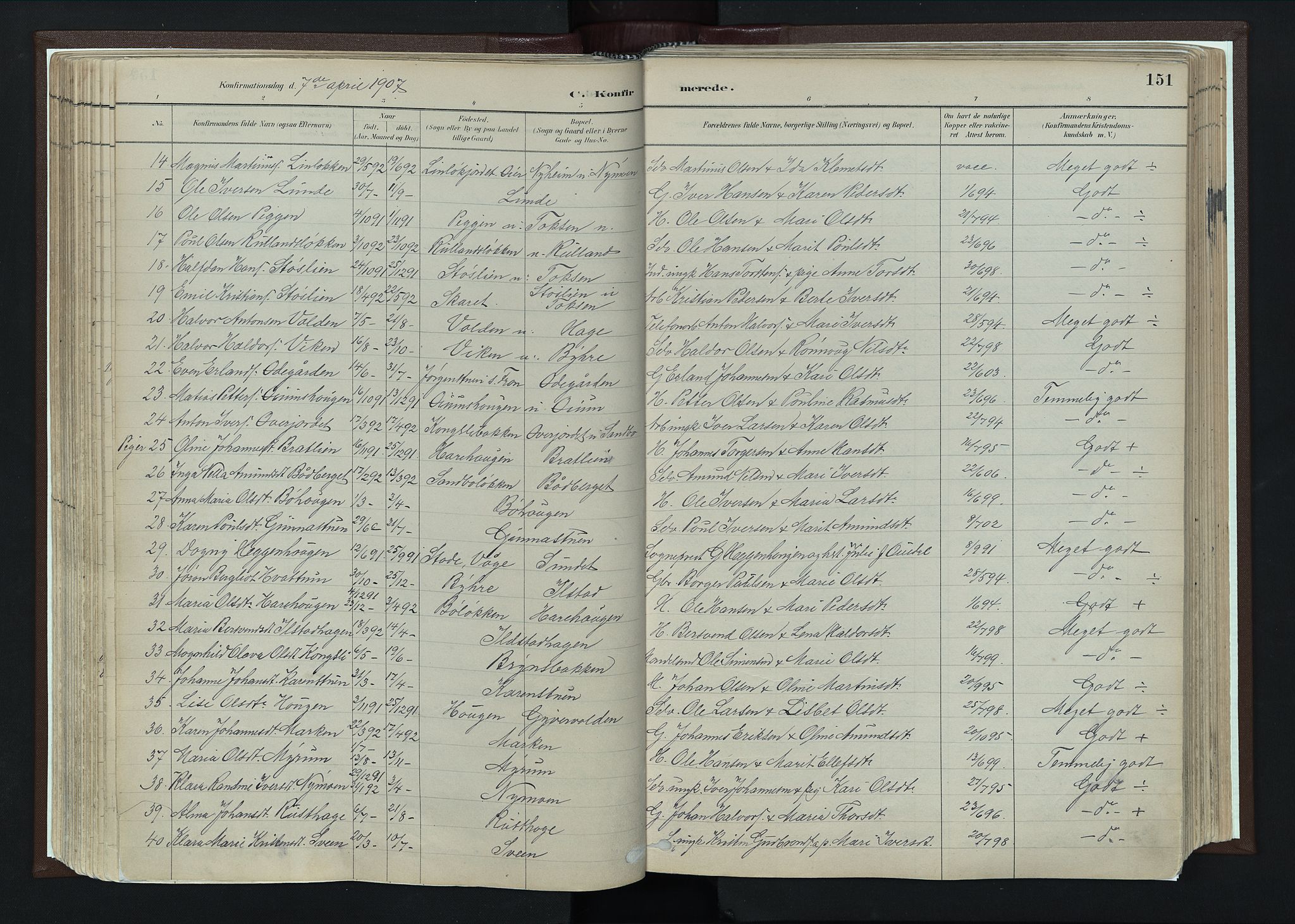 Nord-Fron prestekontor, SAH/PREST-080/H/Ha/Haa/L0004: Parish register (official) no. 4, 1884-1914, p. 151