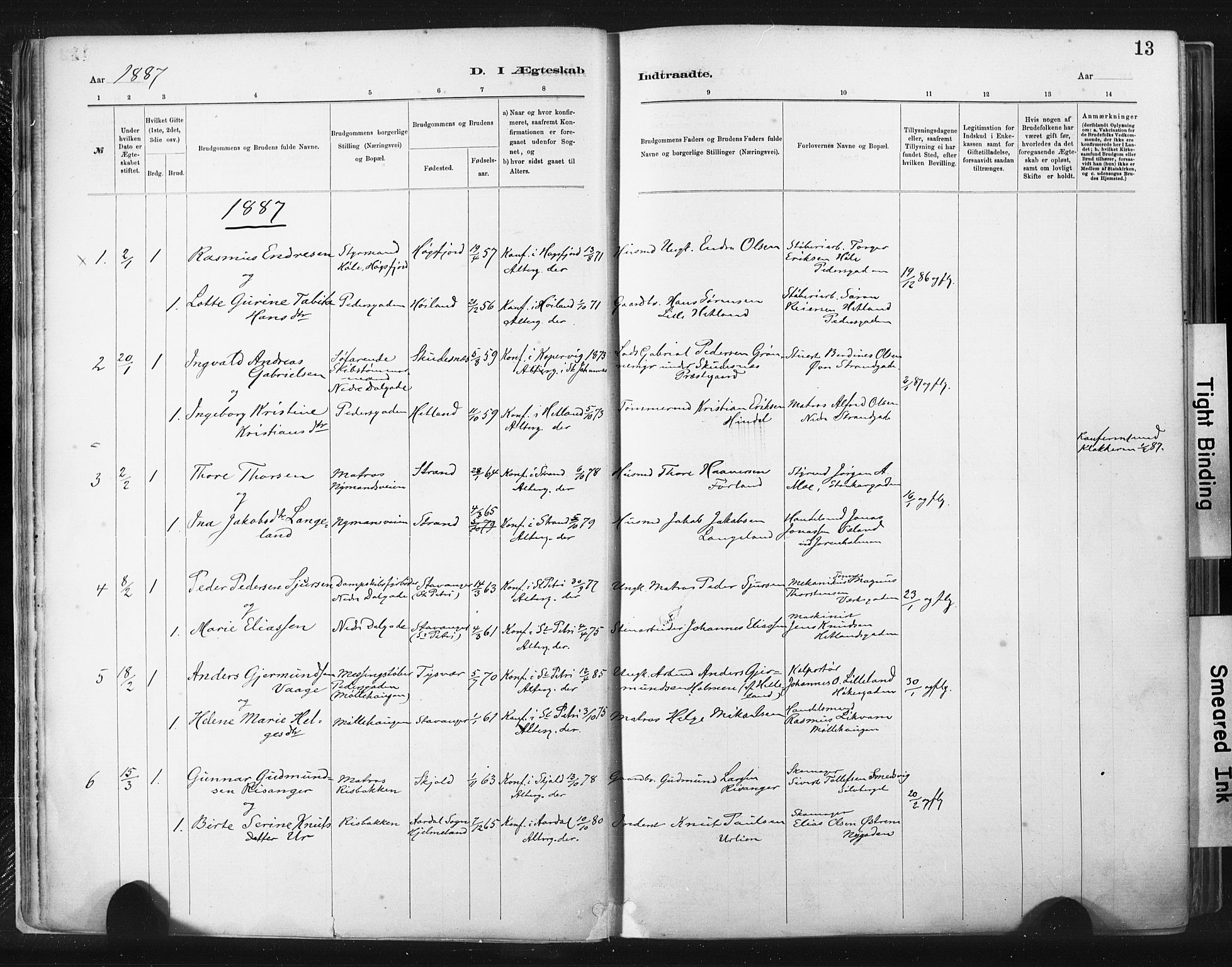 St. Johannes sokneprestkontor, SAST/A-101814/001/30/30BA/L0003: Parish register (official) no. A 3, 1885-1910, p. 13