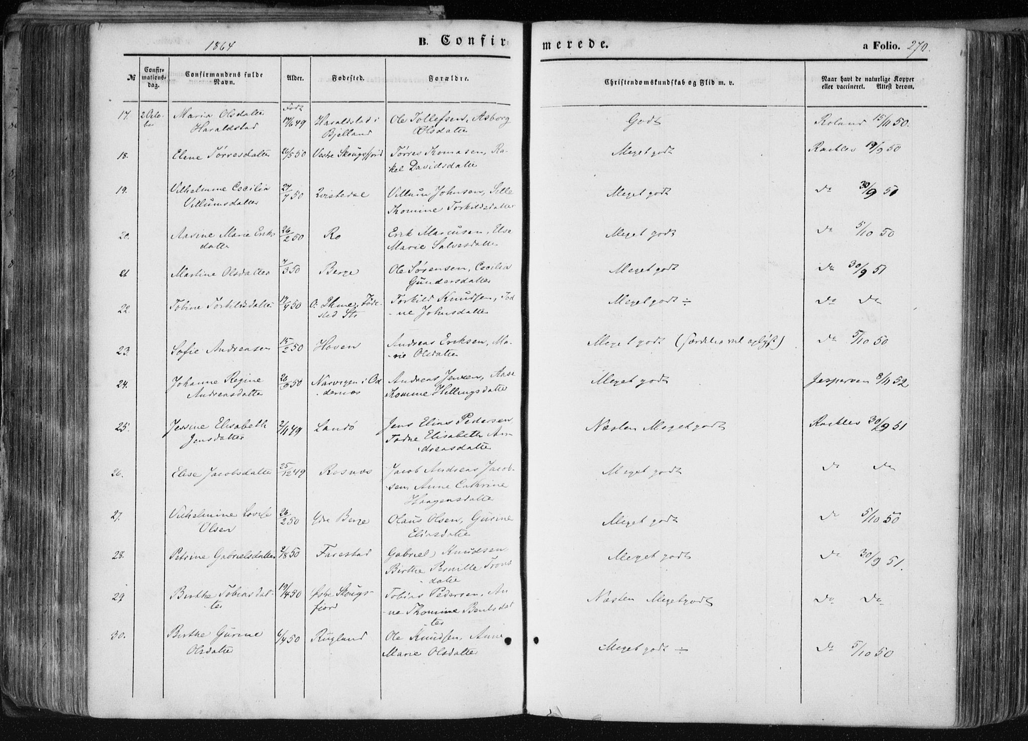 Mandal sokneprestkontor, AV/SAK-1111-0030/F/Fa/Faa/L0014: Parish register (official) no. A 14, 1859-1872, p. 270