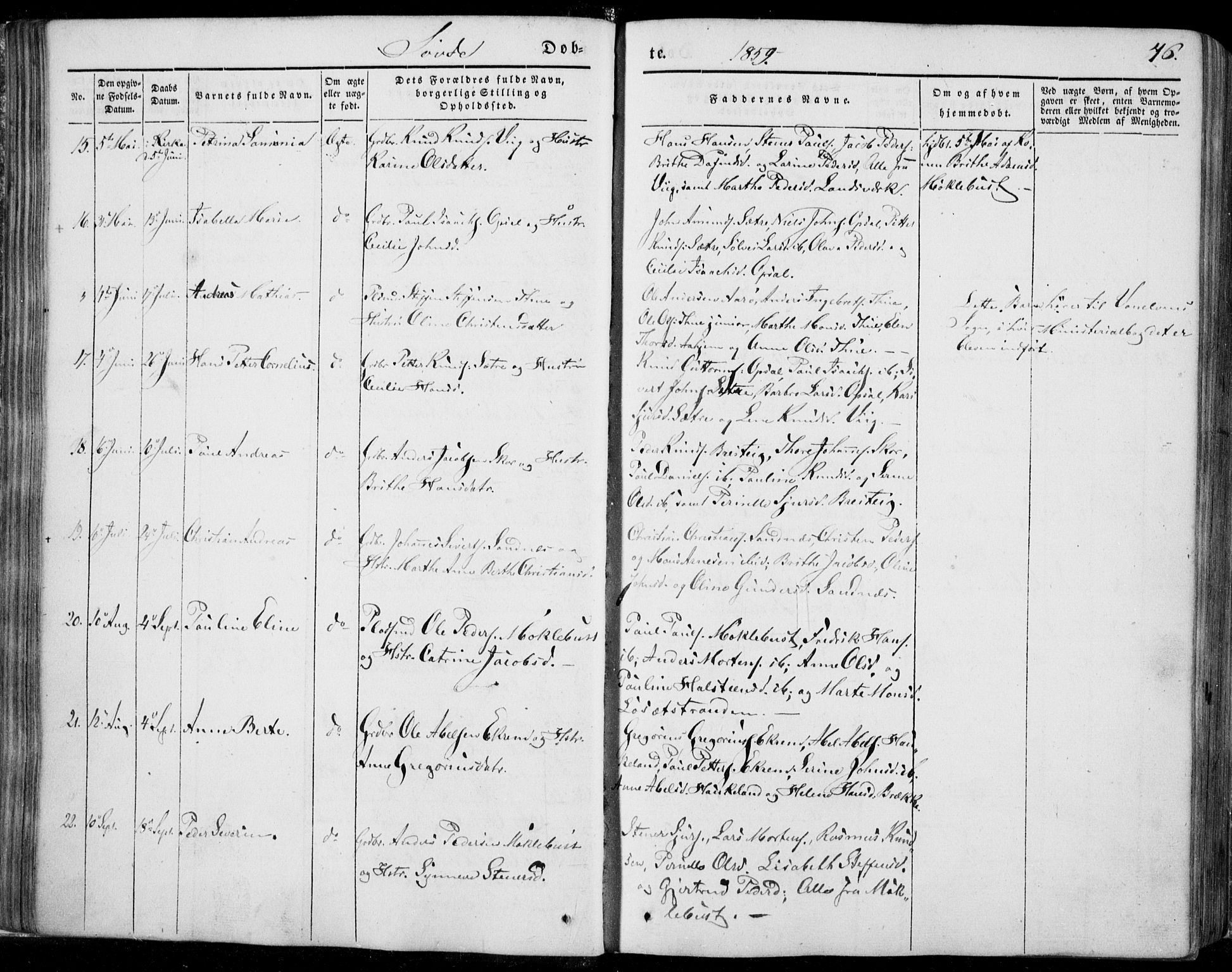 Ministerialprotokoller, klokkerbøker og fødselsregistre - Møre og Romsdal, SAT/A-1454/502/L0023: Parish register (official) no. 502A01, 1844-1873, p. 46