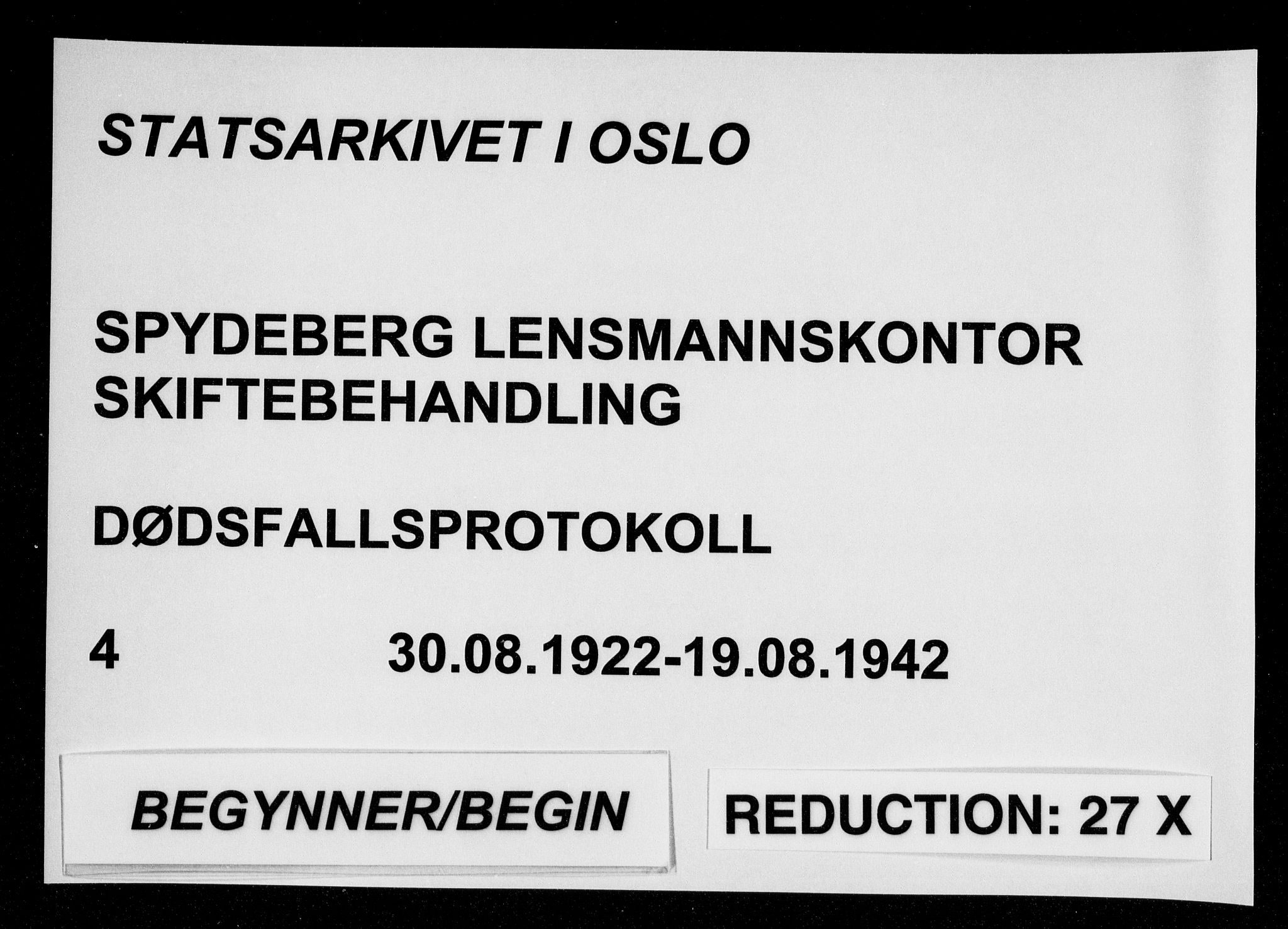 Spydeberg lensmannsarkiv, AV/SAO-A-10635/H/Ha/L0004: Dødsfallsprotokoll, 1922-1942