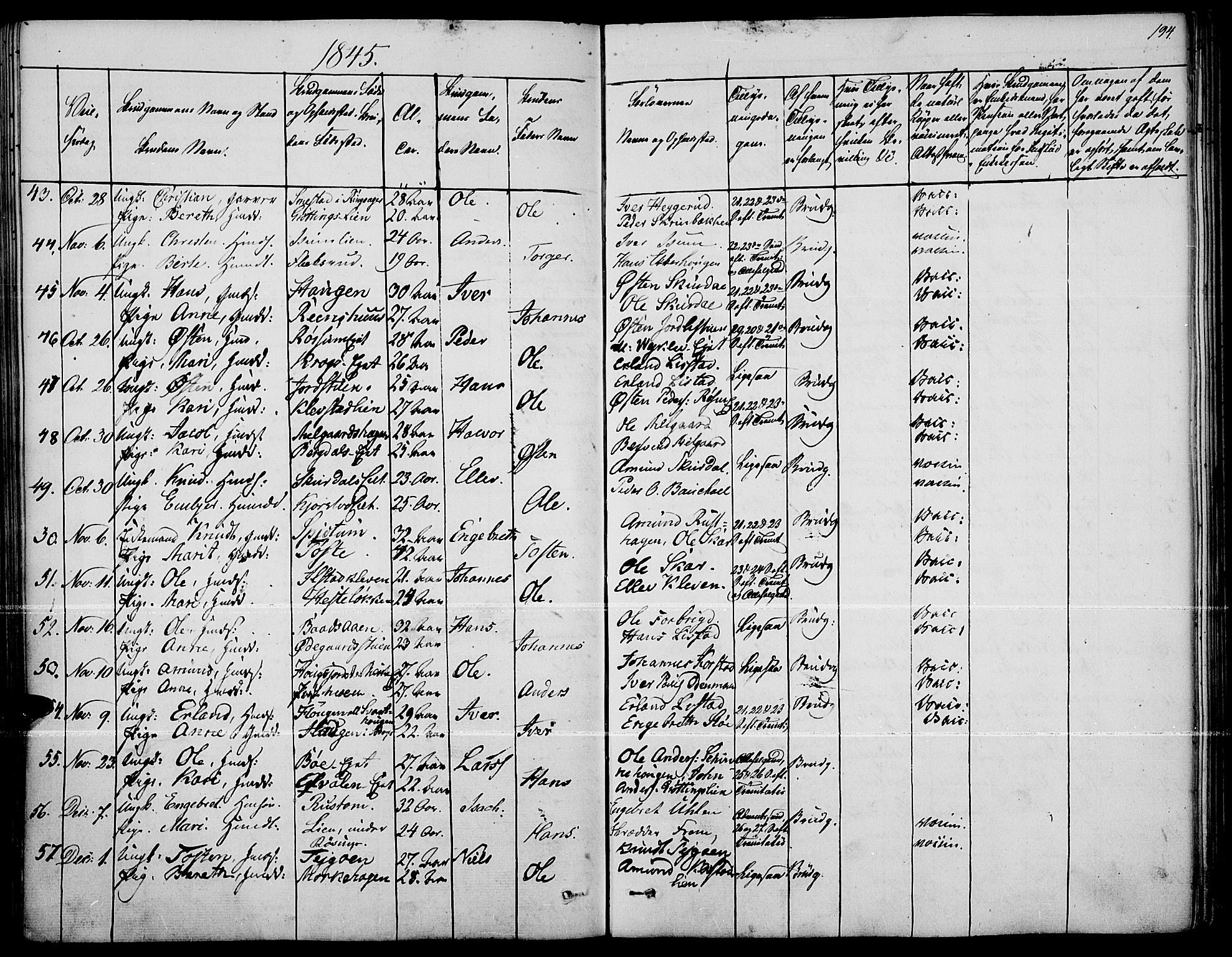 Fron prestekontor, SAH/PREST-078/H/Ha/Haa/L0004: Parish register (official) no. 4, 1839-1848, p. 194