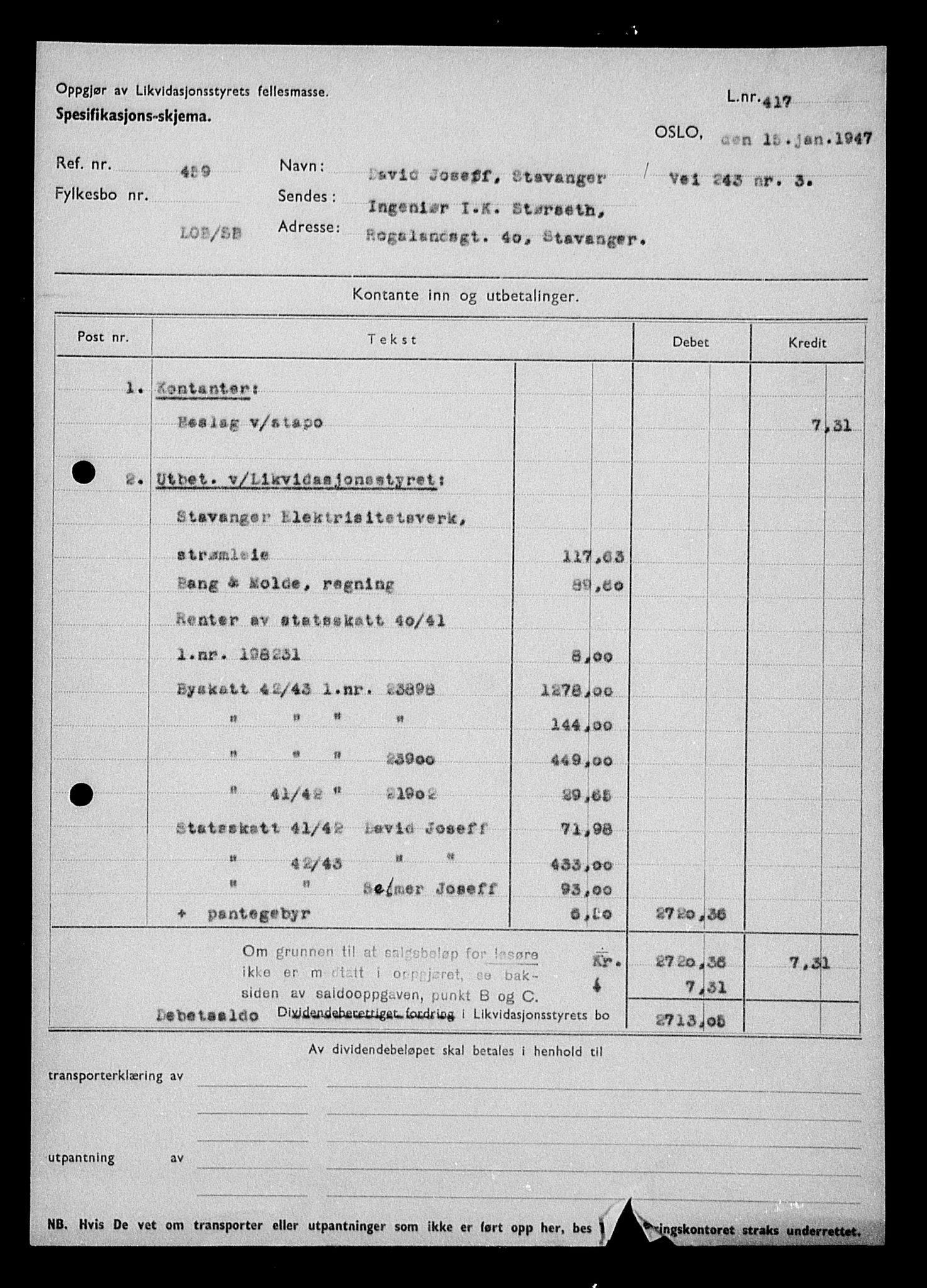 Justisdepartementet, Tilbakeføringskontoret for inndratte formuer, AV/RA-S-1564/H/Hc/Hcd/L1000: --, 1945-1947, p. 836