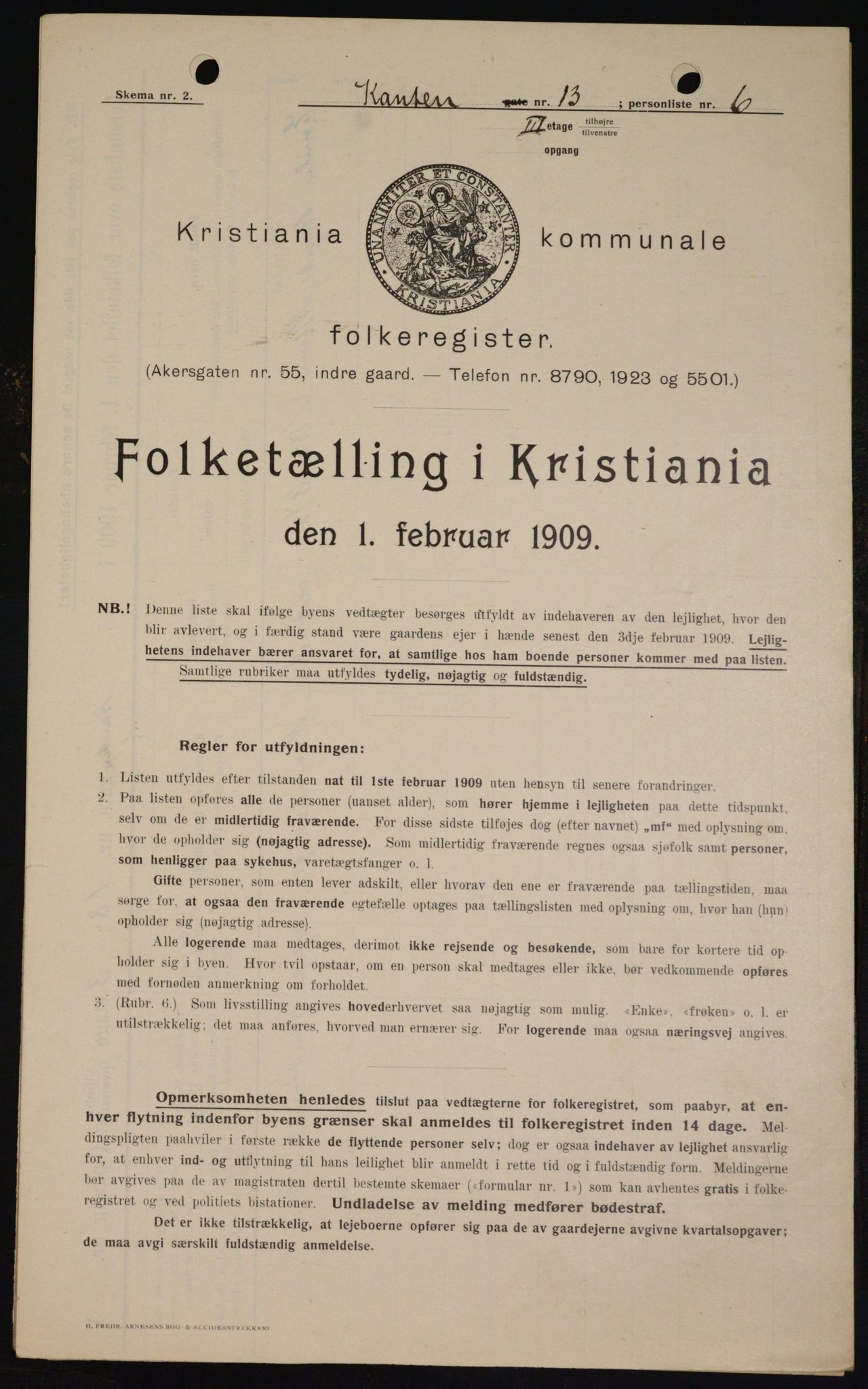 OBA, Municipal Census 1909 for Kristiania, 1909, p. 44062