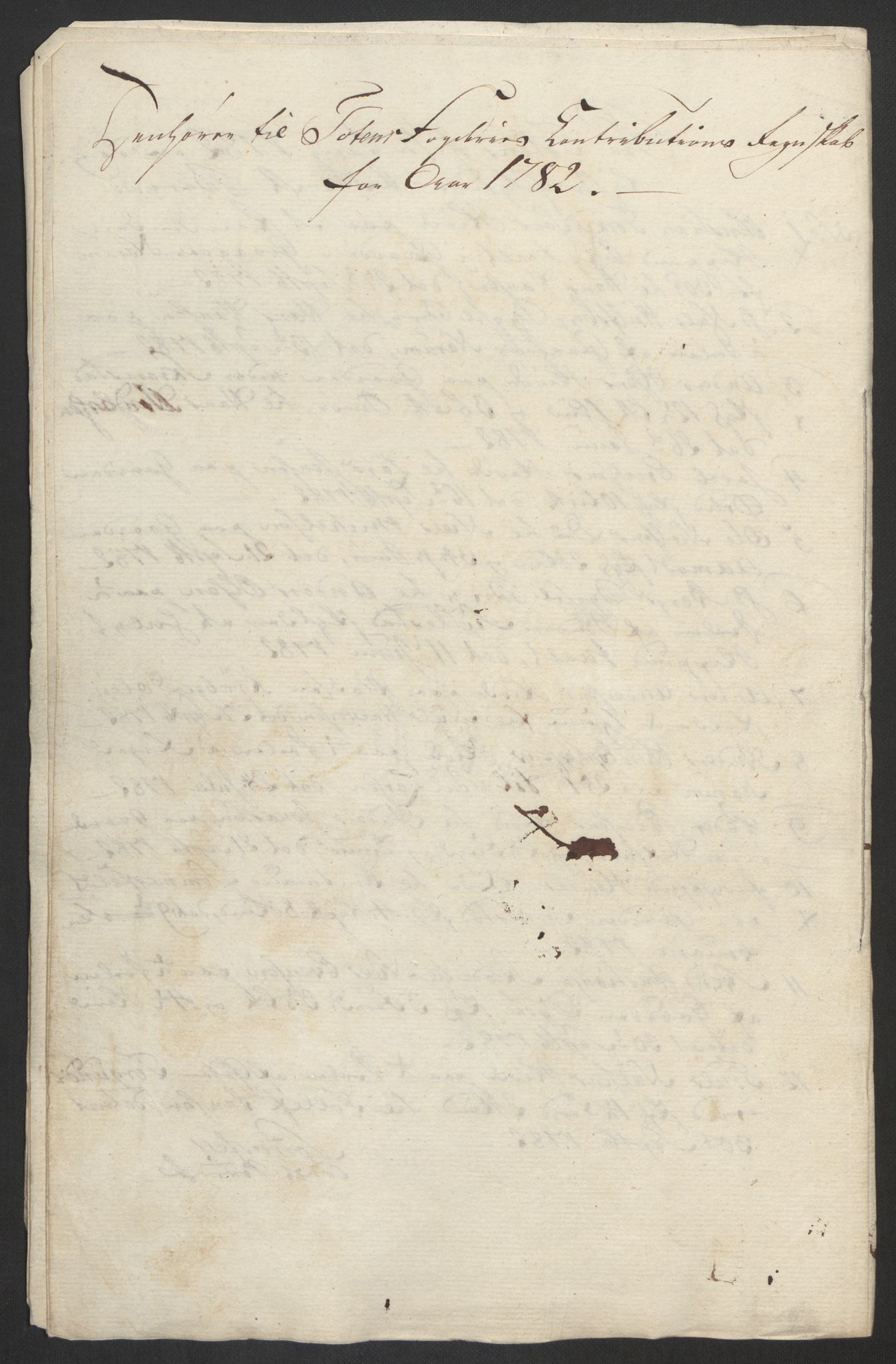 Rentekammeret inntil 1814, Reviderte regnskaper, Fogderegnskap, RA/EA-4092/R19/L1369: Fogderegnskap Toten, Hadeland og Vardal, 1782, p. 227