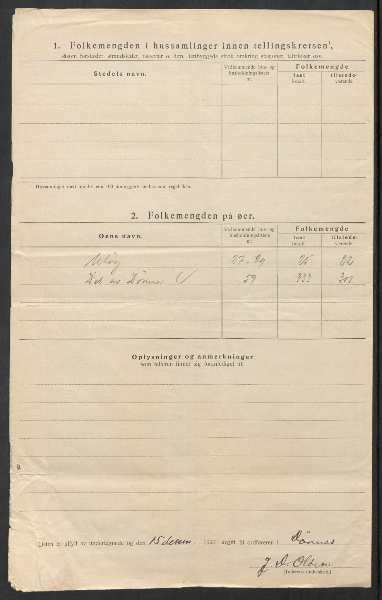 SAT, 1920 census for Dønnes, 1920, p. 17