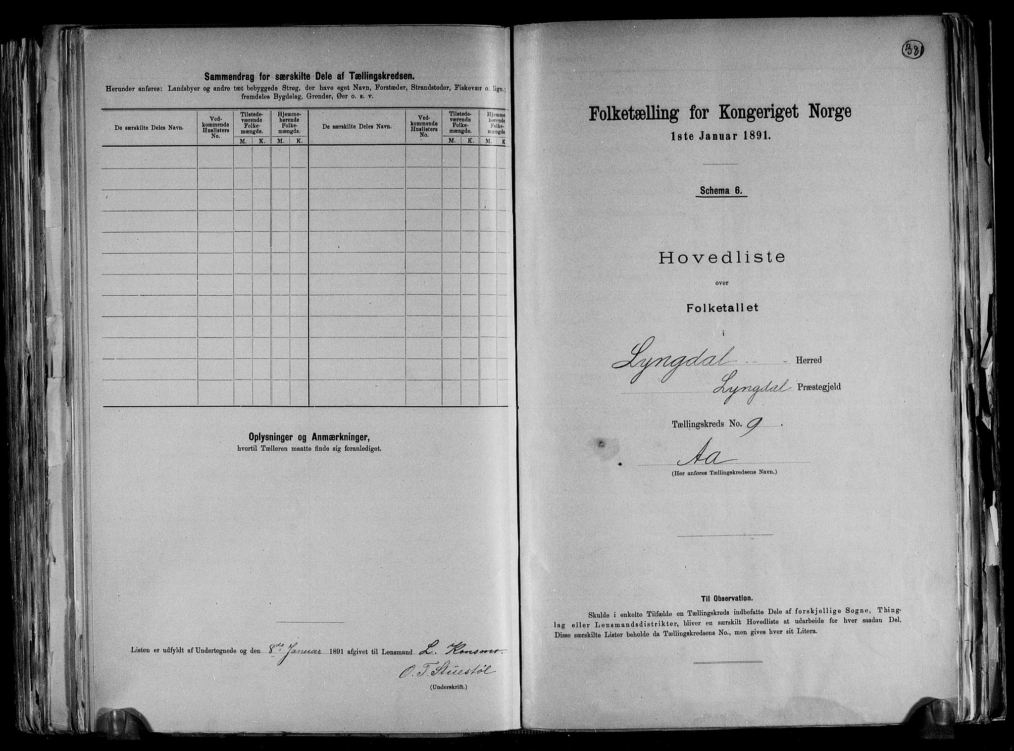 RA, 1891 census for 1032 Lyngdal, 1891, p. 23