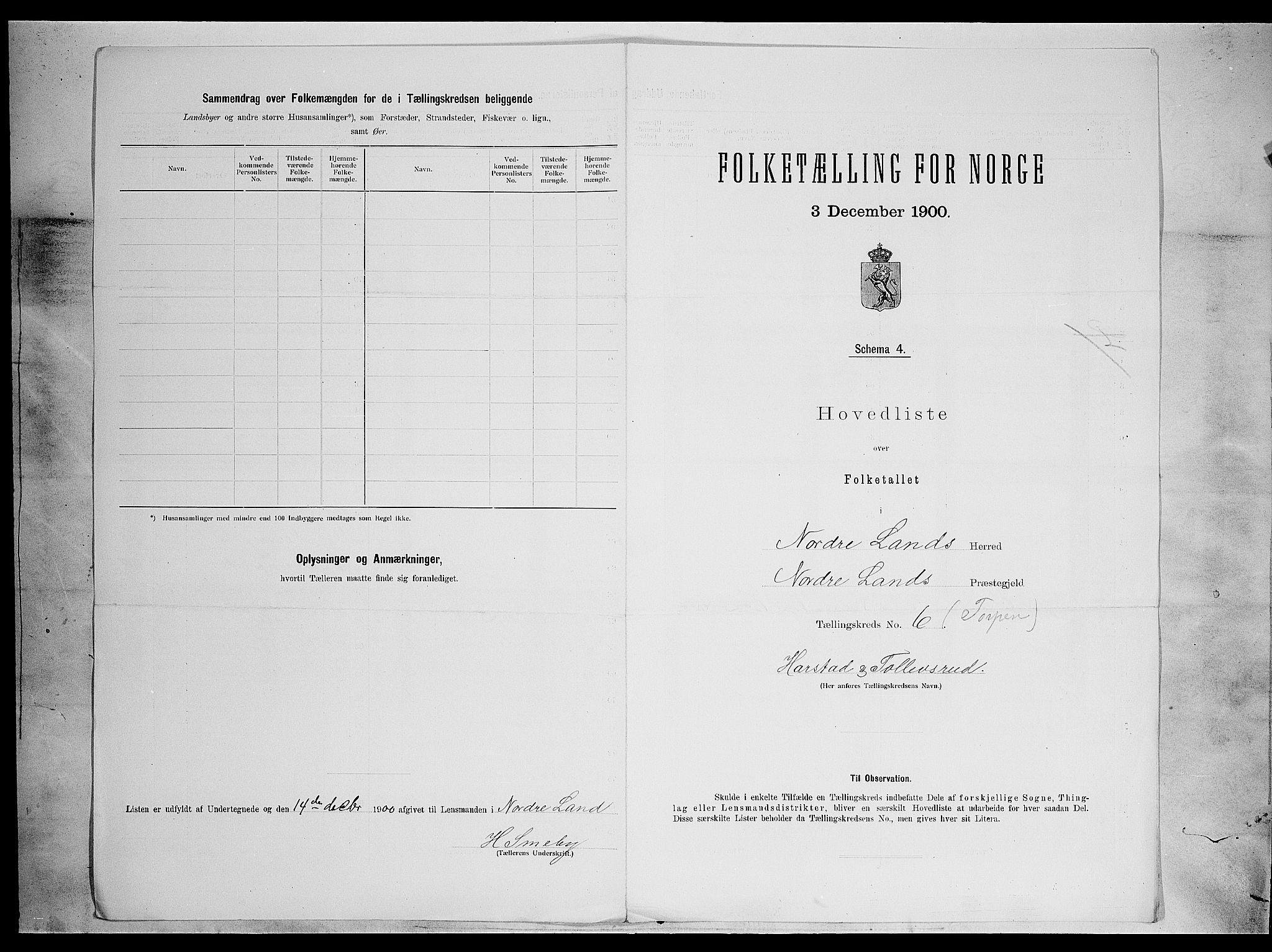 SAH, 1900 census for Nordre Land, 1900, p. 30