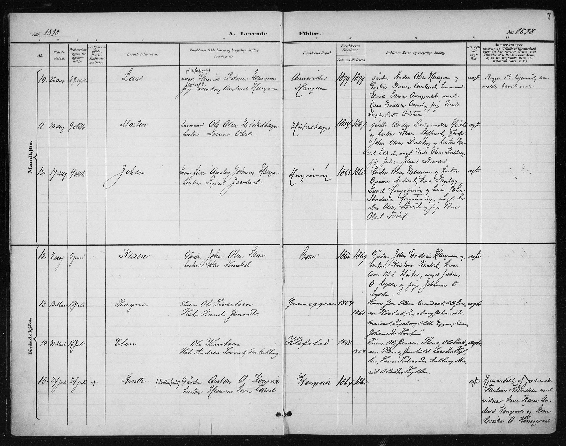 Ministerialprotokoller, klokkerbøker og fødselsregistre - Sør-Trøndelag, AV/SAT-A-1456/612/L0380: Parish register (official) no. 612A12, 1898-1907, p. 7