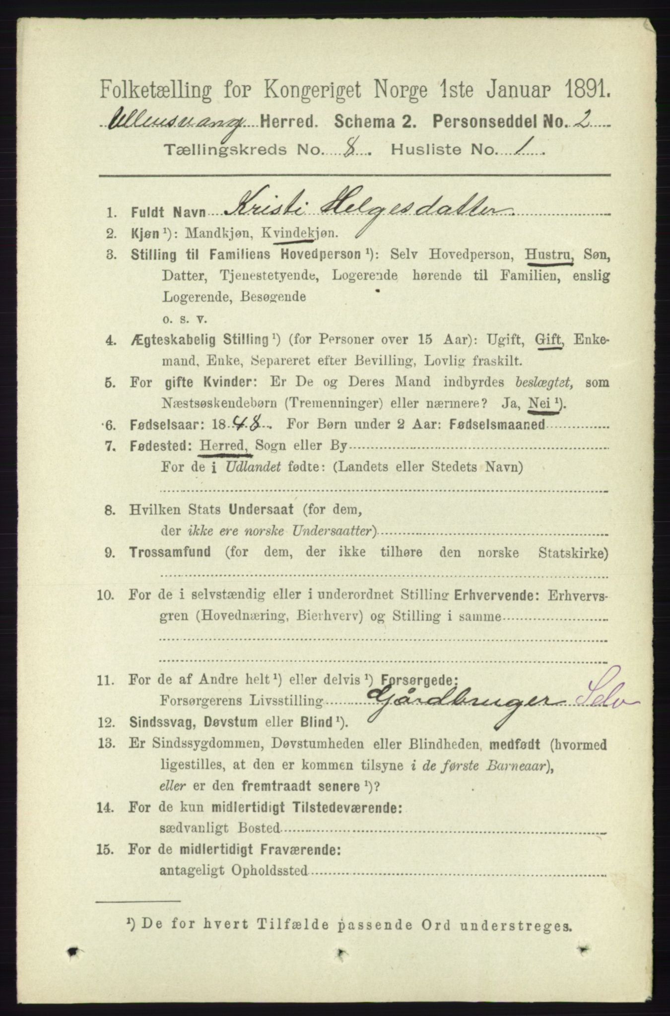 RA, 1891 census for 1230 Ullensvang, 1891, p. 2716