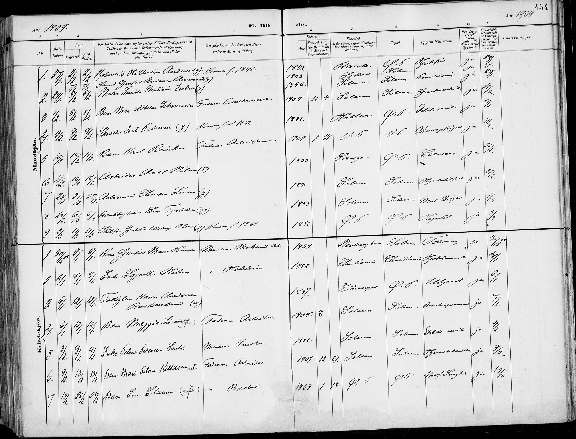 Porsgrunn kirkebøker , AV/SAKO-A-104/F/Fa/L0011: Parish register (official) no. 11, 1895-1919, p. 454