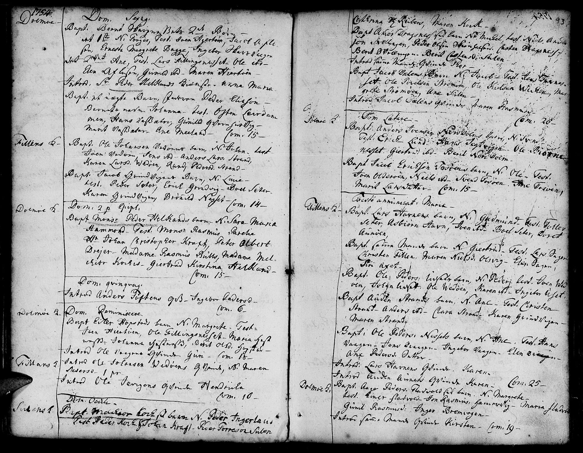 Ministerialprotokoller, klokkerbøker og fødselsregistre - Sør-Trøndelag, SAT/A-1456/634/L0525: Parish register (official) no. 634A01, 1736-1775, p. 93