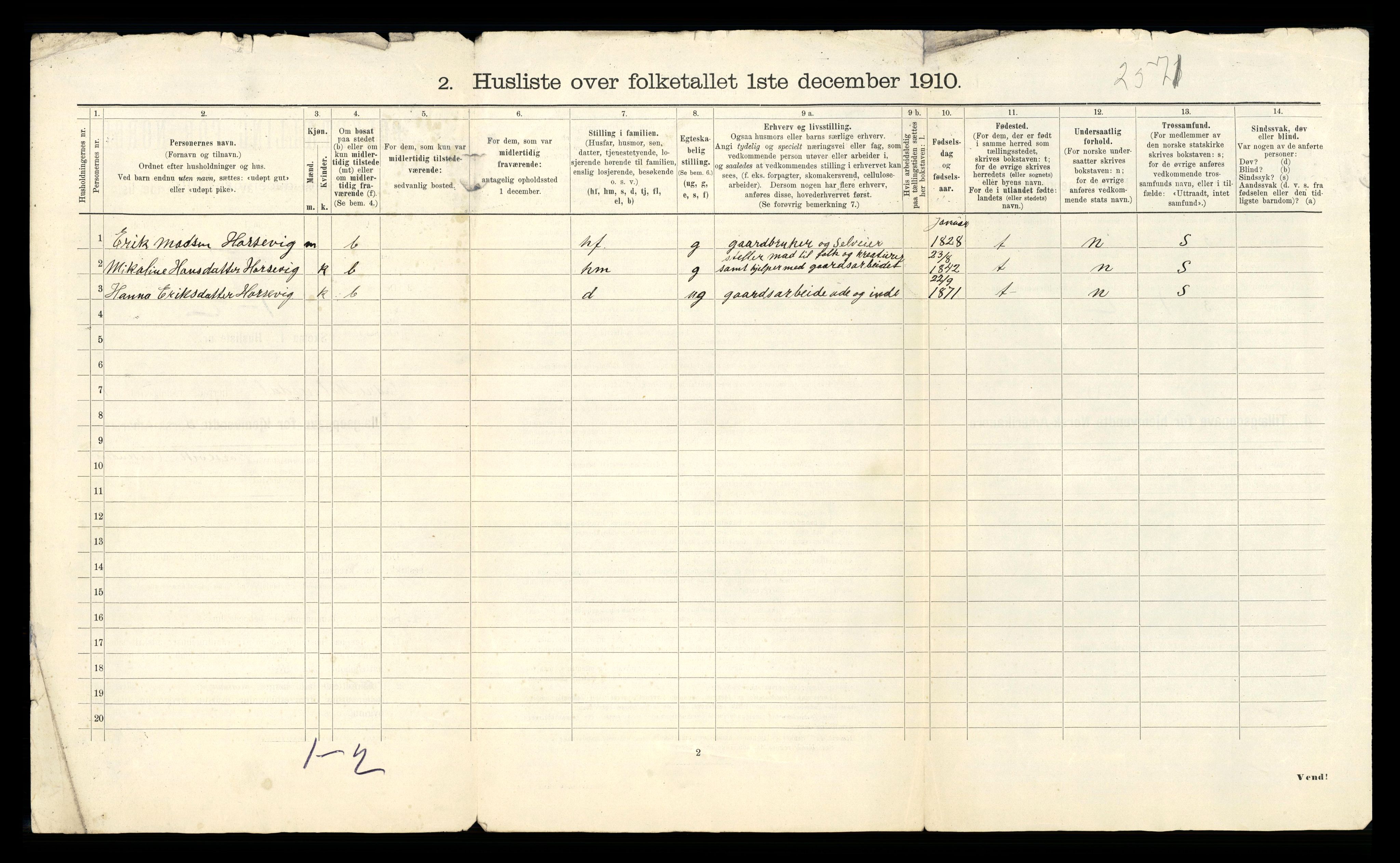 RA, 1910 census for Indre Holmedal, 1910, p. 57