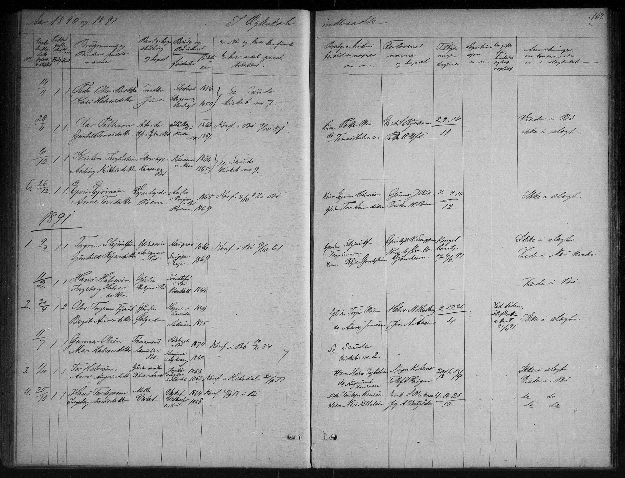 Sauherad kirkebøker, SAKO/A-298/G/Gb/L0002: Parish register (copy) no. II 2, 1866-1897, p. 157