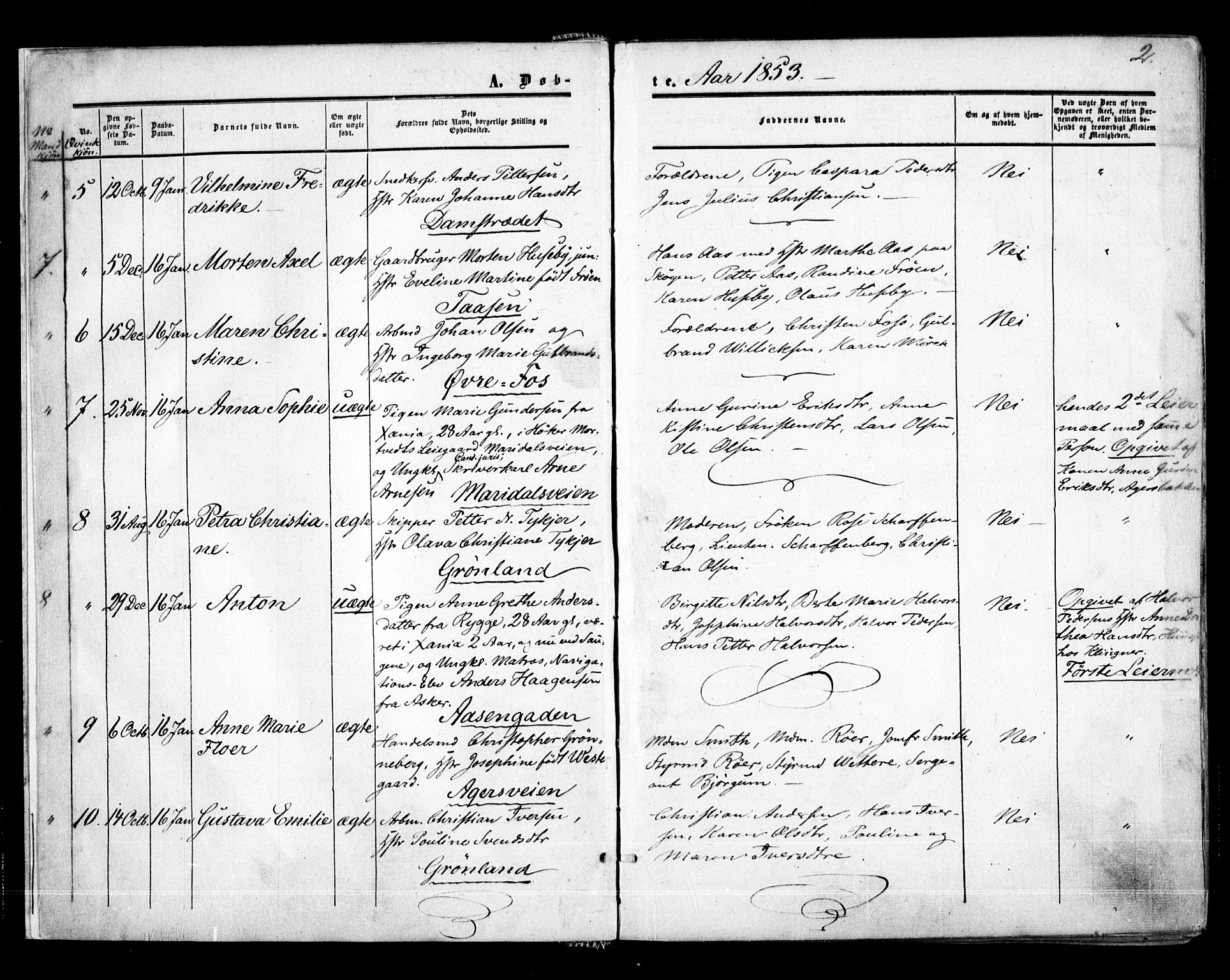 Aker prestekontor kirkebøker, SAO/A-10861/F/L0020: Parish register (official) no. 20, 1853-1857, p. 2