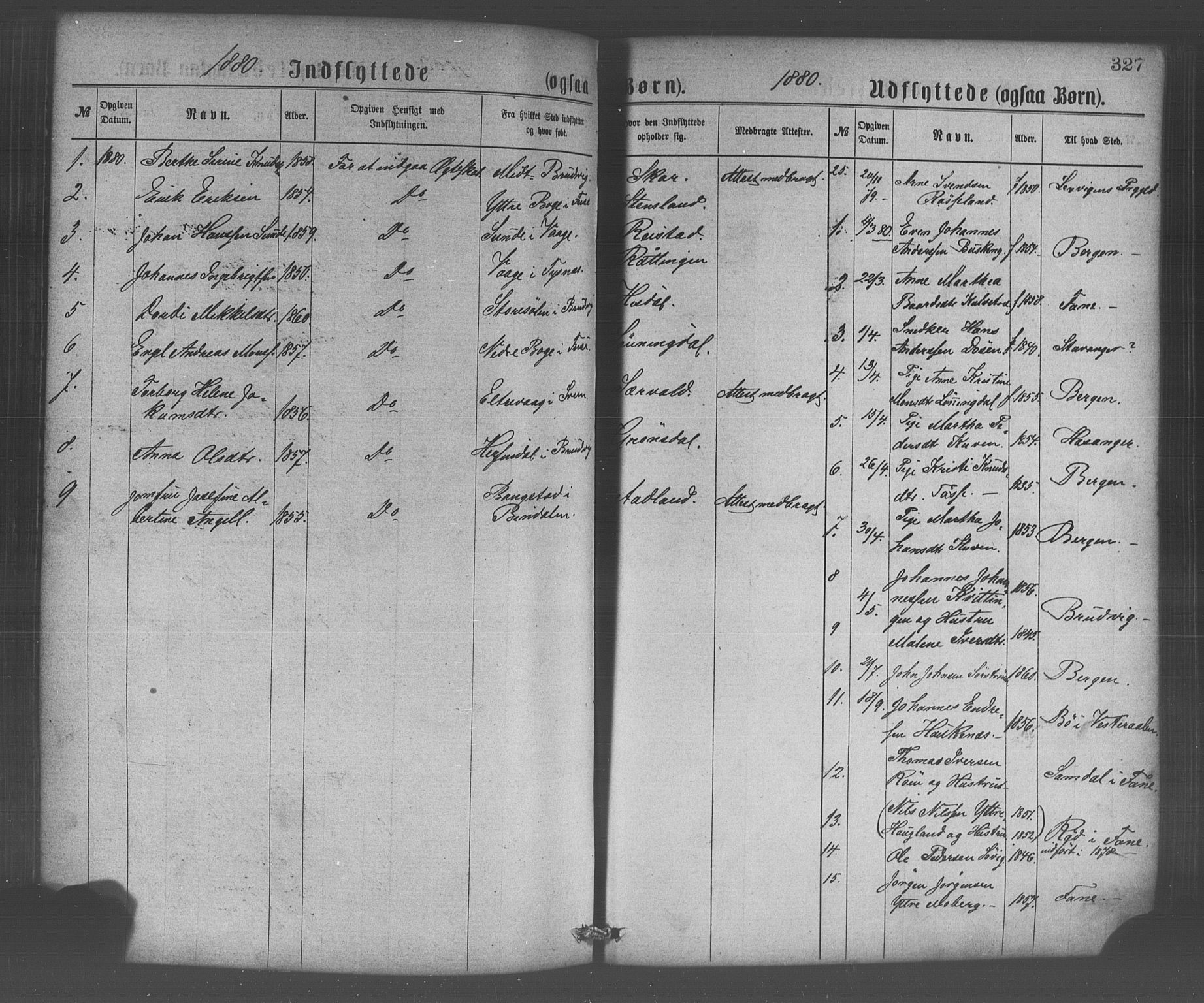 Os sokneprestembete, SAB/A-99929: Parish register (official) no. A 18, 1874-1884, p. 327