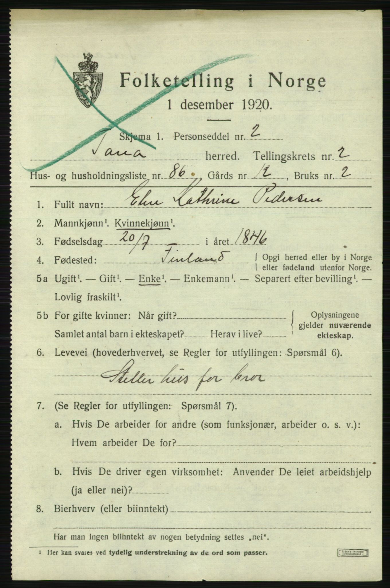 SATØ, 1920 census for Tana, 1920, p. 2350