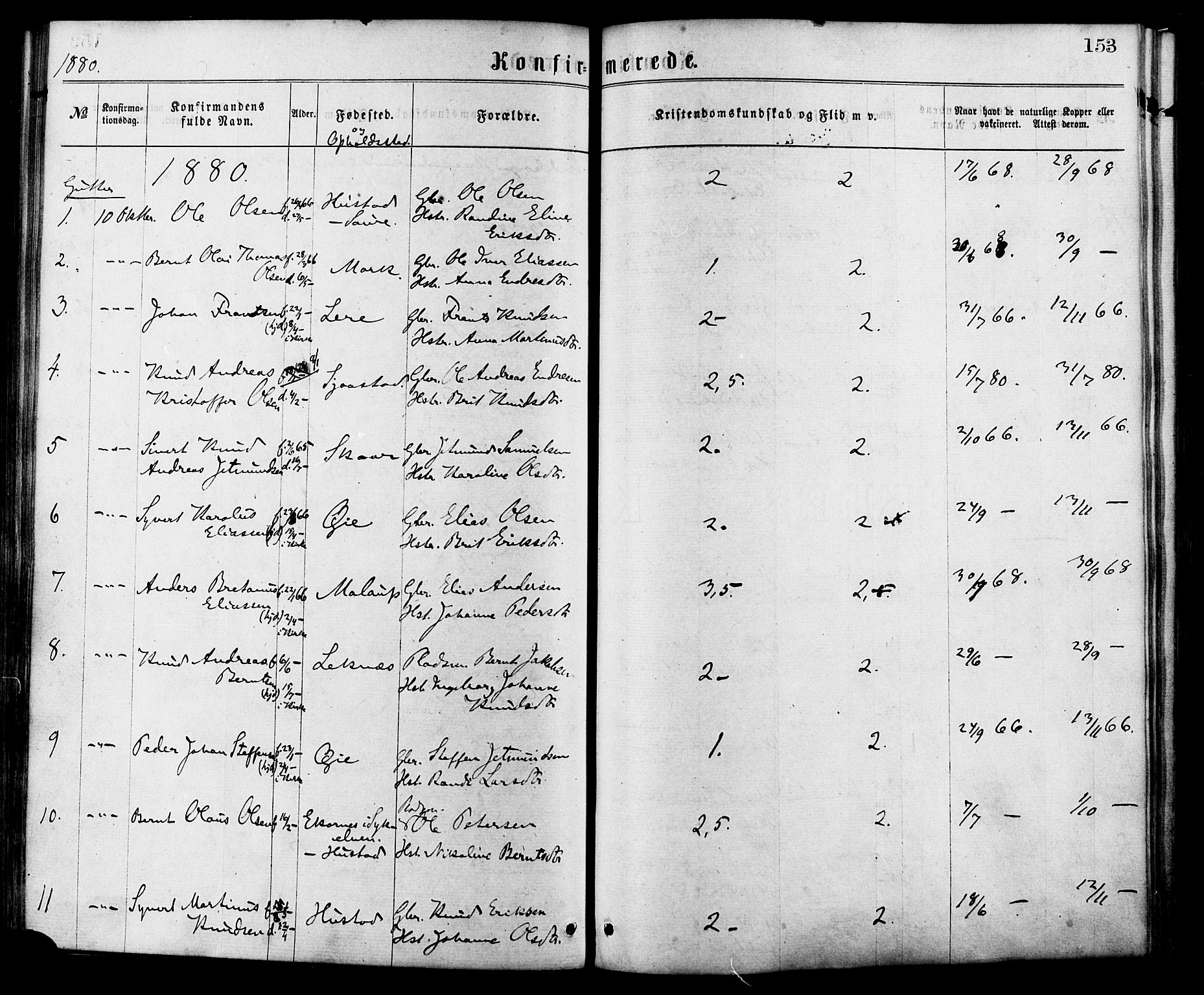 Ministerialprotokoller, klokkerbøker og fødselsregistre - Møre og Romsdal, SAT/A-1454/515/L0210: Parish register (official) no. 515A06, 1868-1885, p. 153