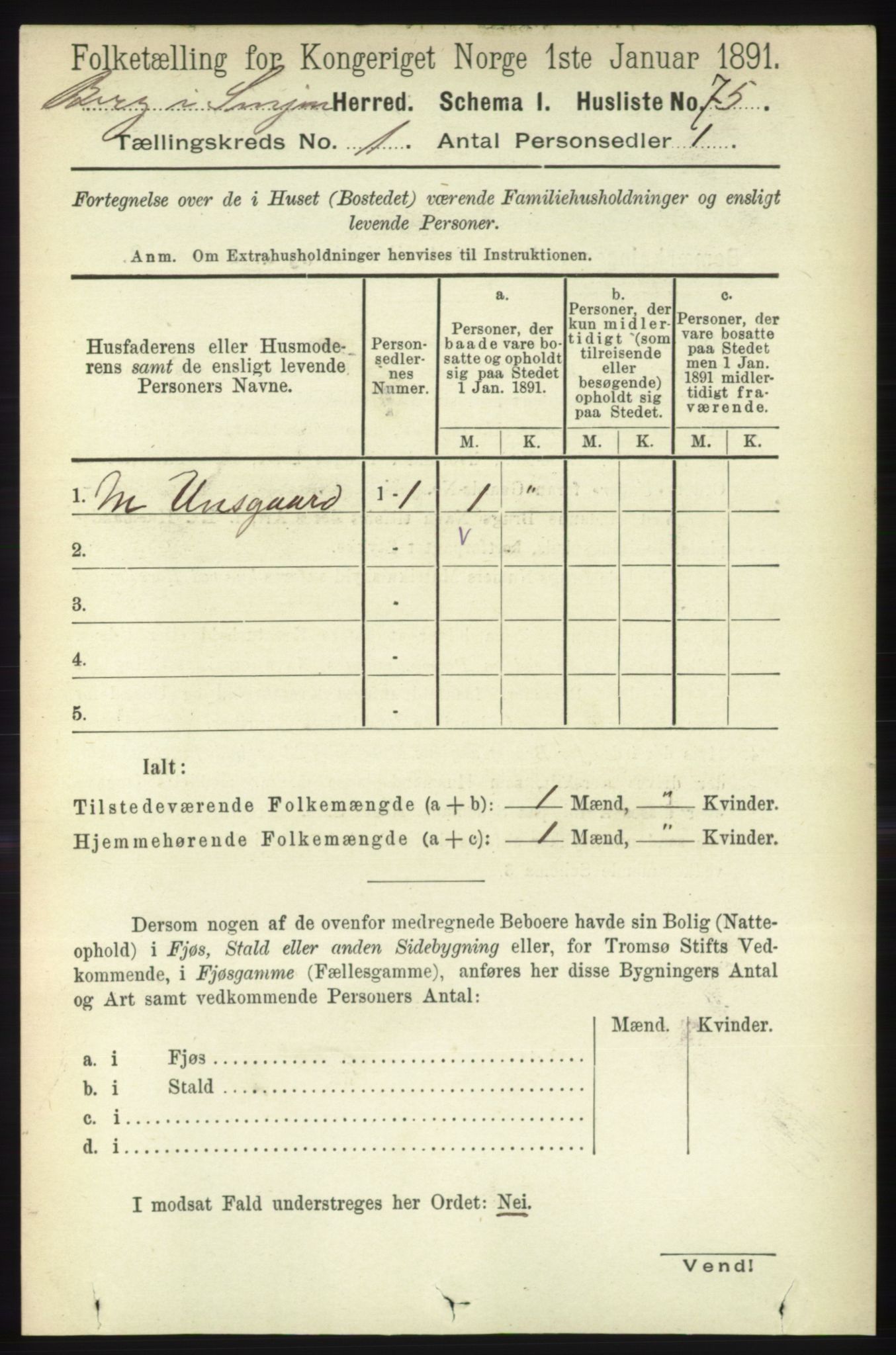 RA, 1891 census for 1929 Berg, 1891, p. 88