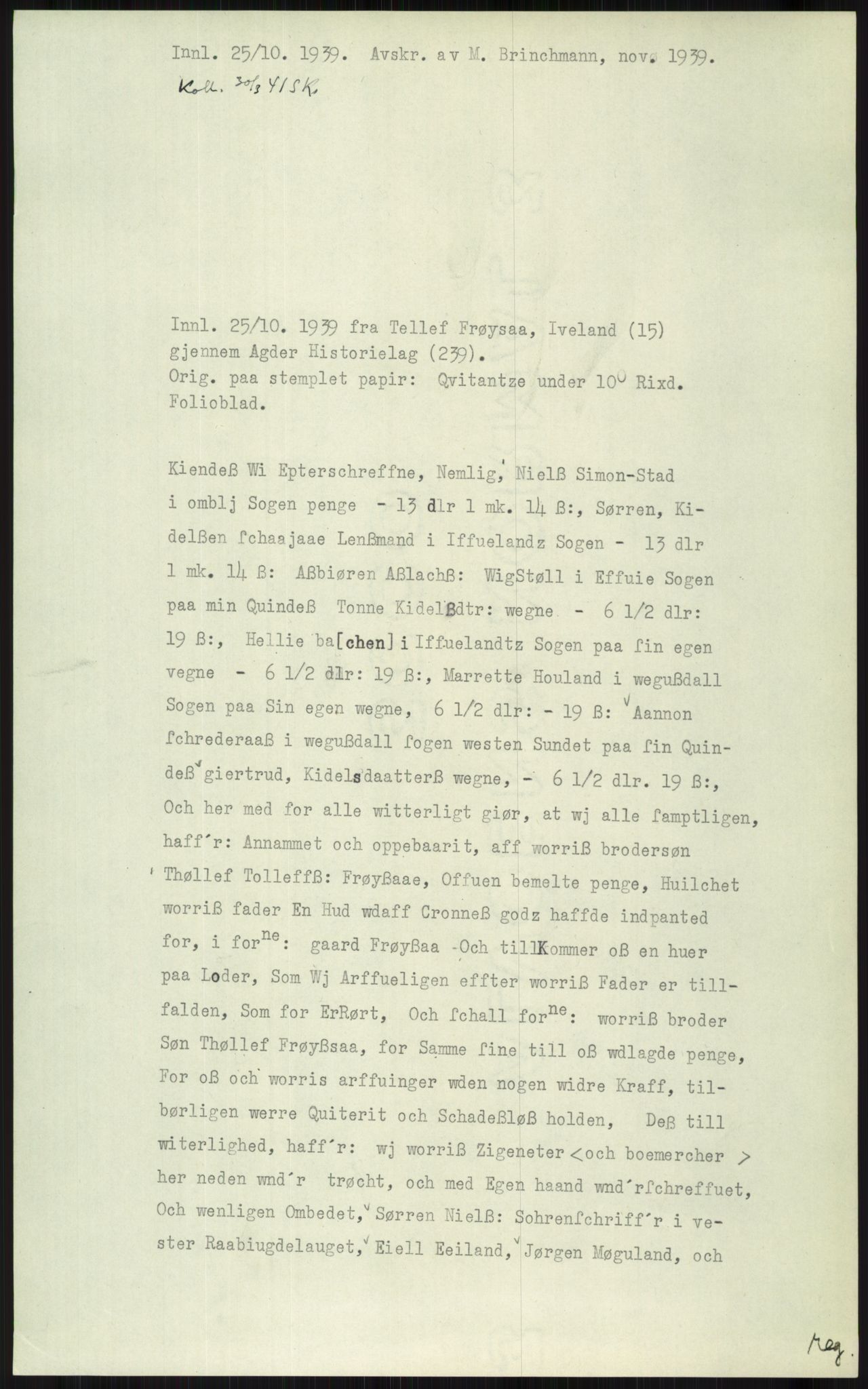 Samlinger til kildeutgivelse, Diplomavskriftsamlingen, AV/RA-EA-4053/H/Ha, p. 2272