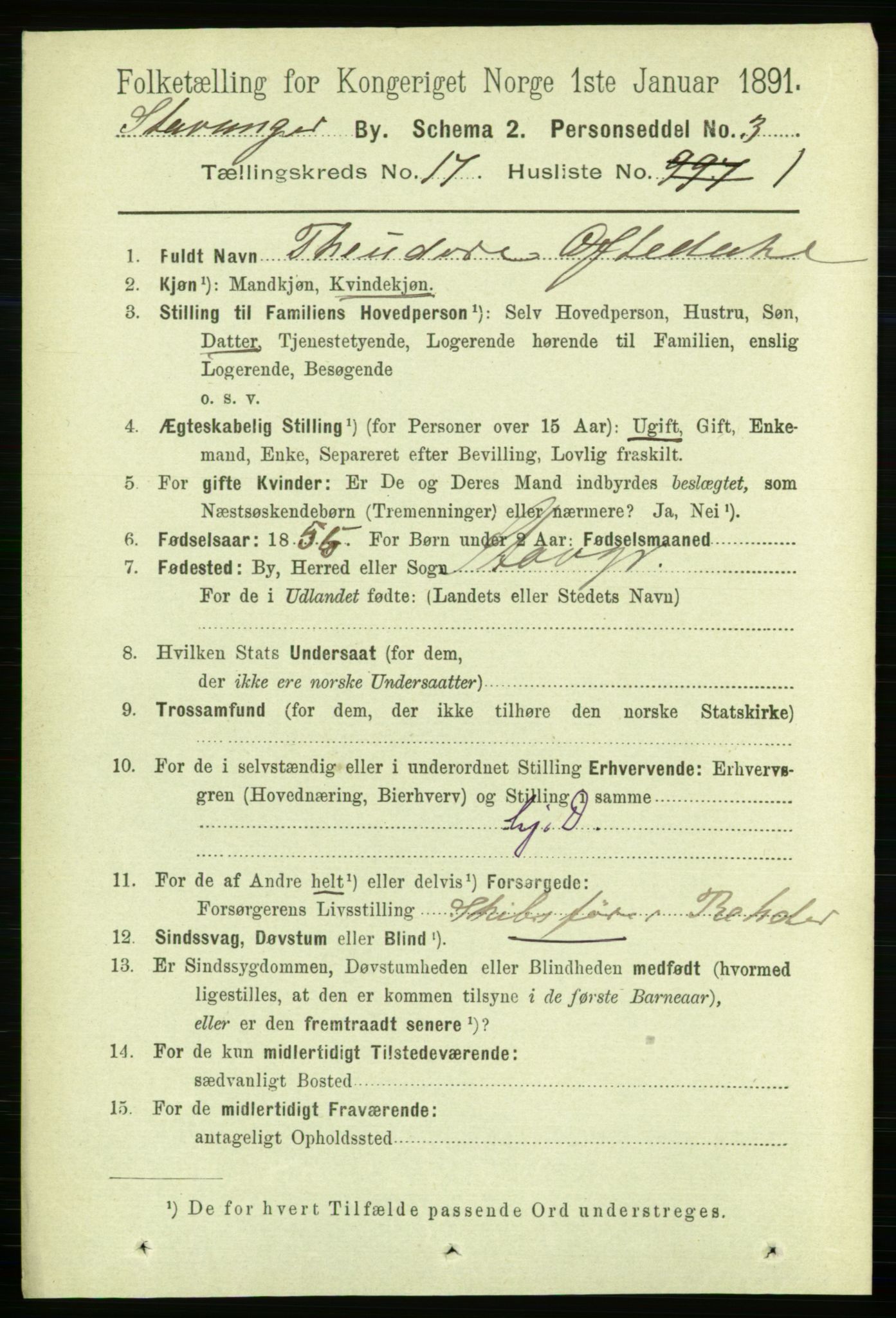 RA, 1891 census for 1103 Stavanger, 1891, p. 19818