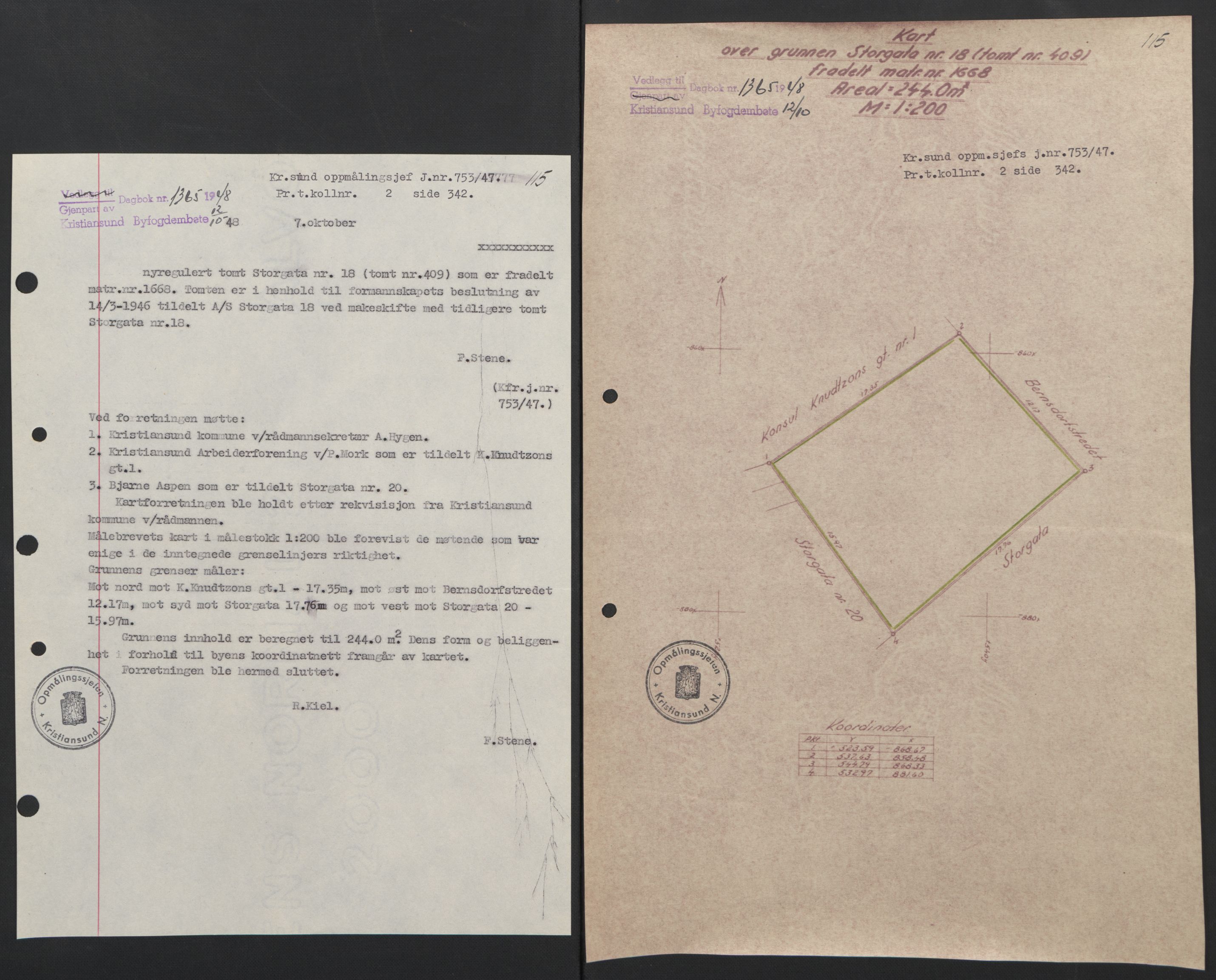 Kristiansund byfogd, AV/SAT-A-4587/A/27: Mortgage book no. 42, 1947-1950, Diary no: : 1365/1948