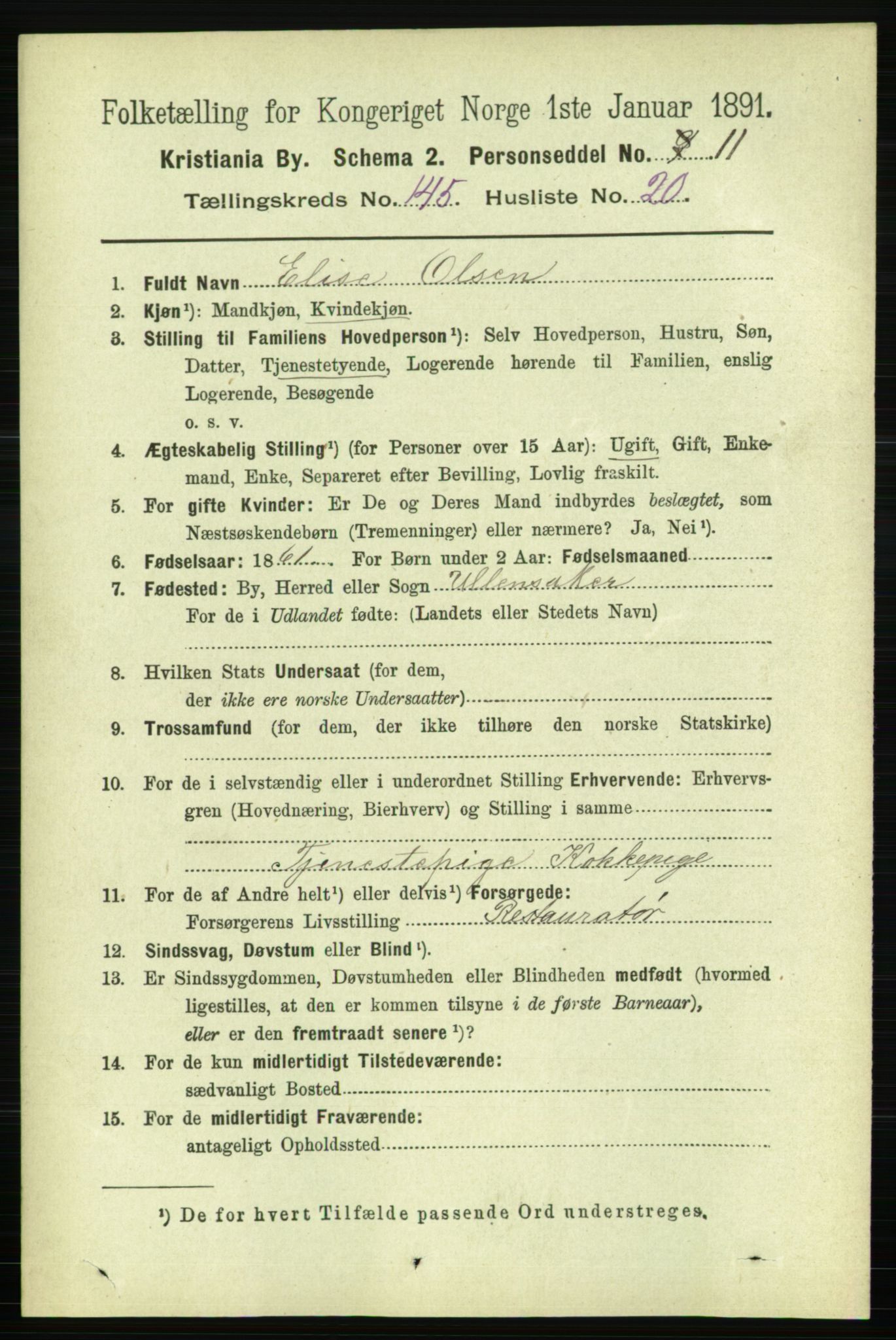 RA, 1891 census for 0301 Kristiania, 1891, p. 79953