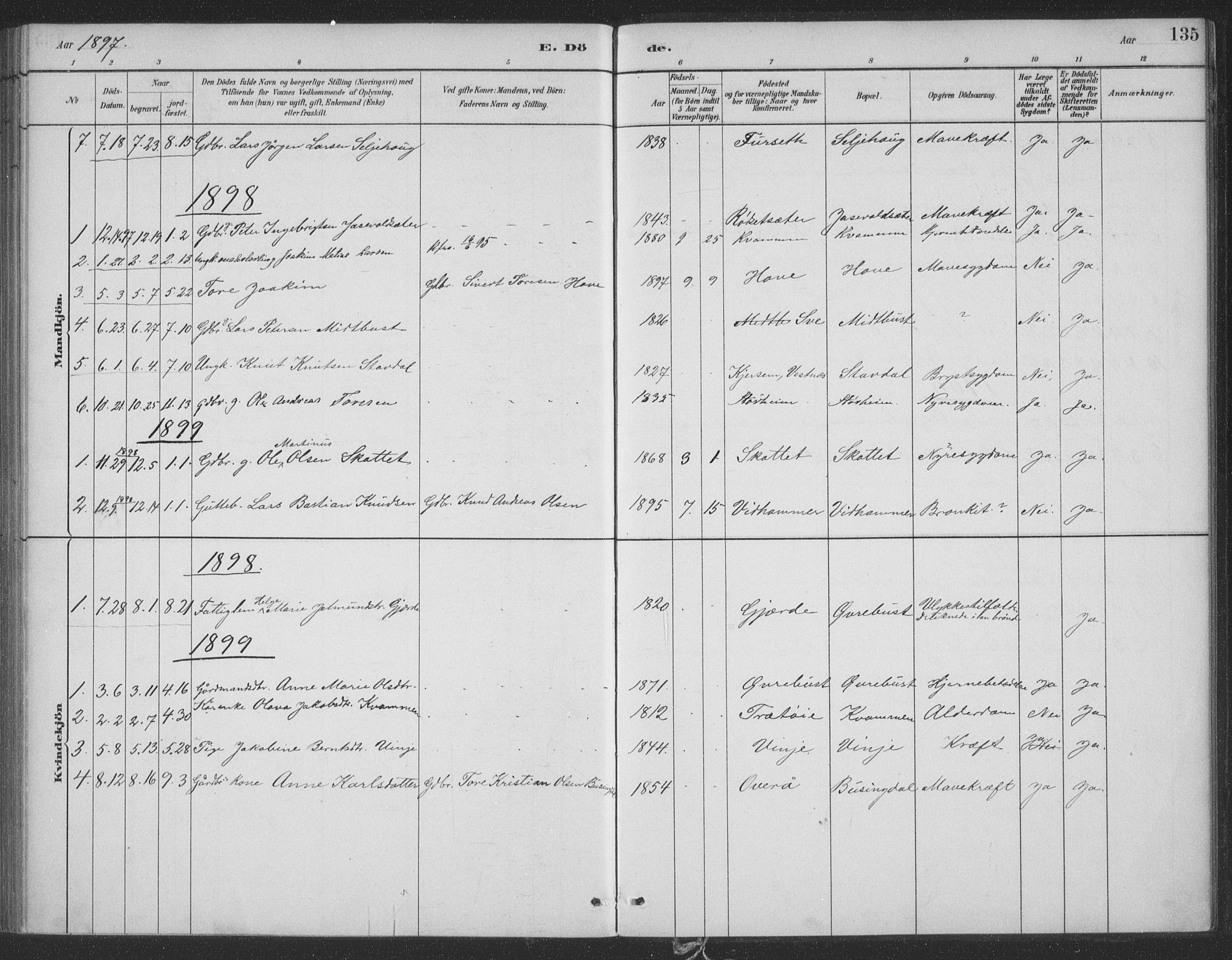 Ministerialprotokoller, klokkerbøker og fødselsregistre - Møre og Romsdal, SAT/A-1454/521/L0299: Parish register (official) no. 521A01, 1882-1907, p. 135