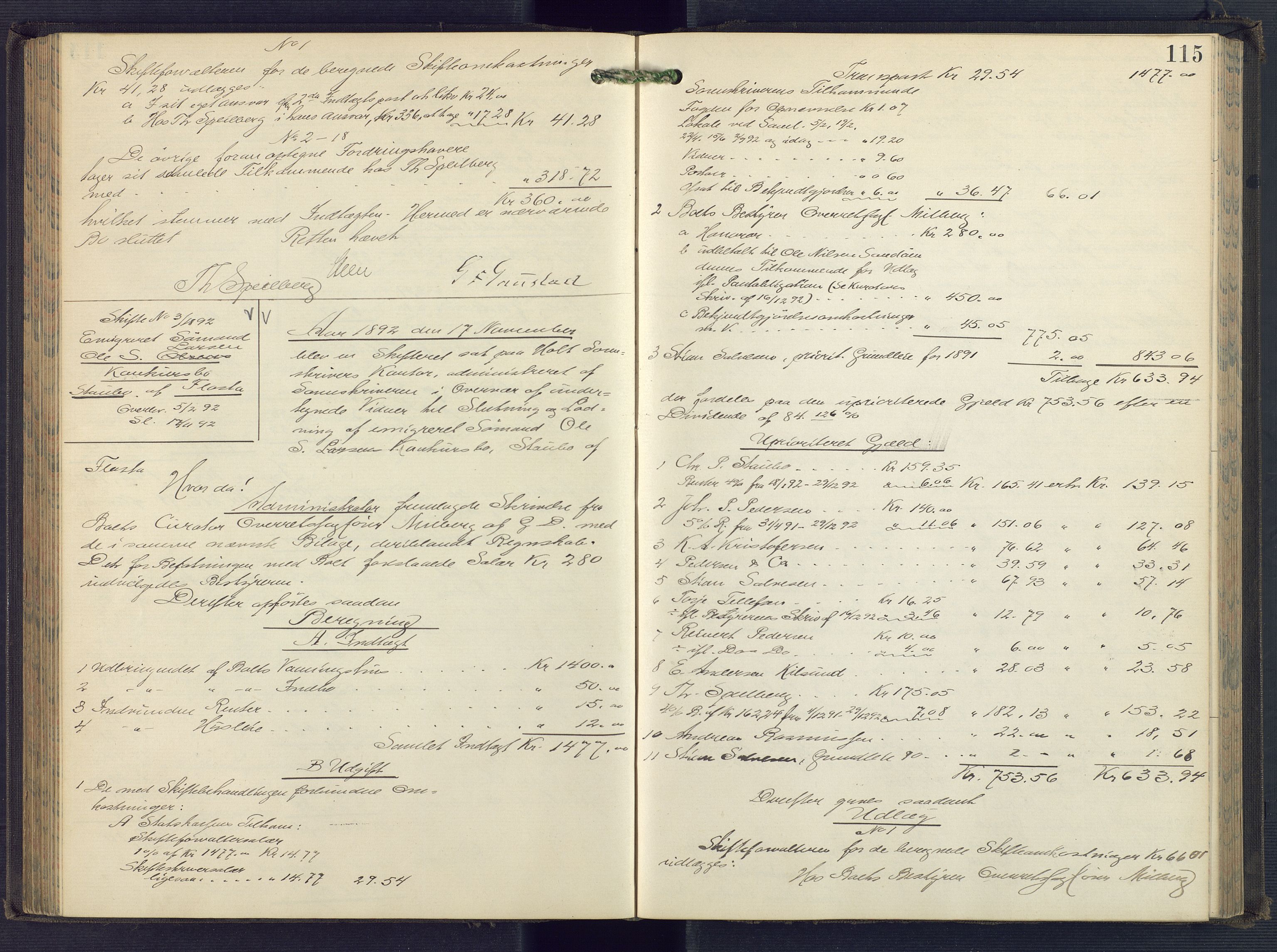Holt sorenskriveri, SAK/1221-0002/H/Hc/L0035: Skifteutlodningsprotokoll nr. 10, 1890-1896, p. 114b-115a