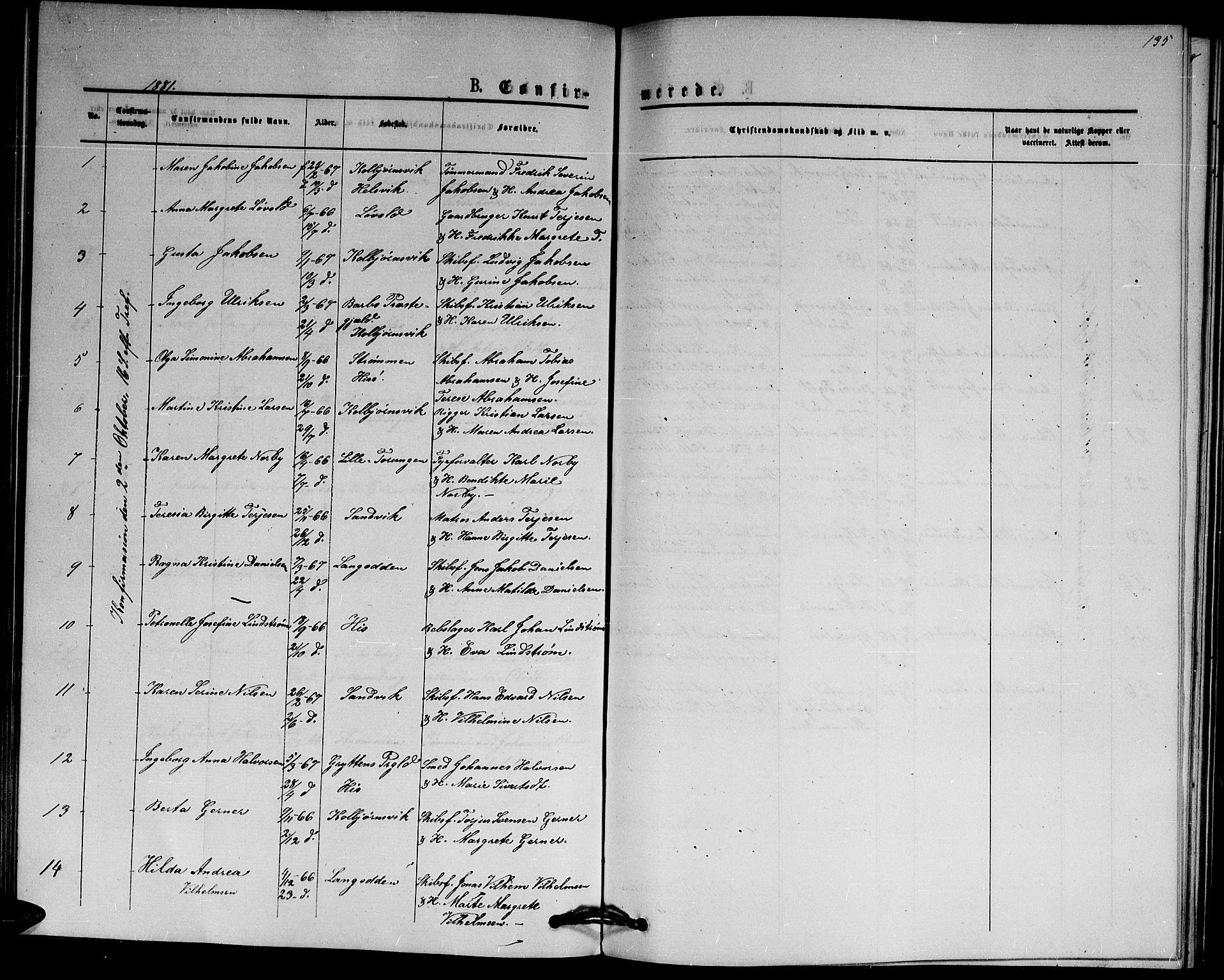 Hisøy sokneprestkontor, AV/SAK-1111-0020/F/Fb/L0002: Parish register (copy) no. B 2, 1873-1885, p. 135