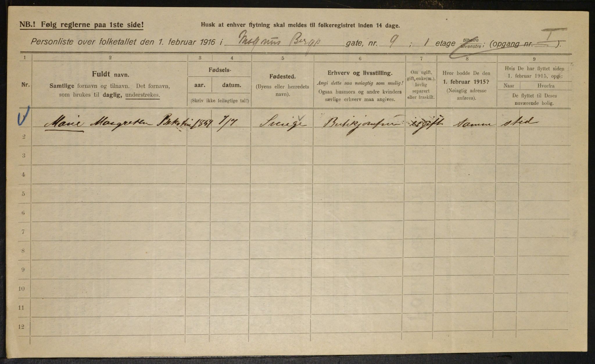 OBA, Municipal Census 1916 for Kristiania, 1916, p. 60547