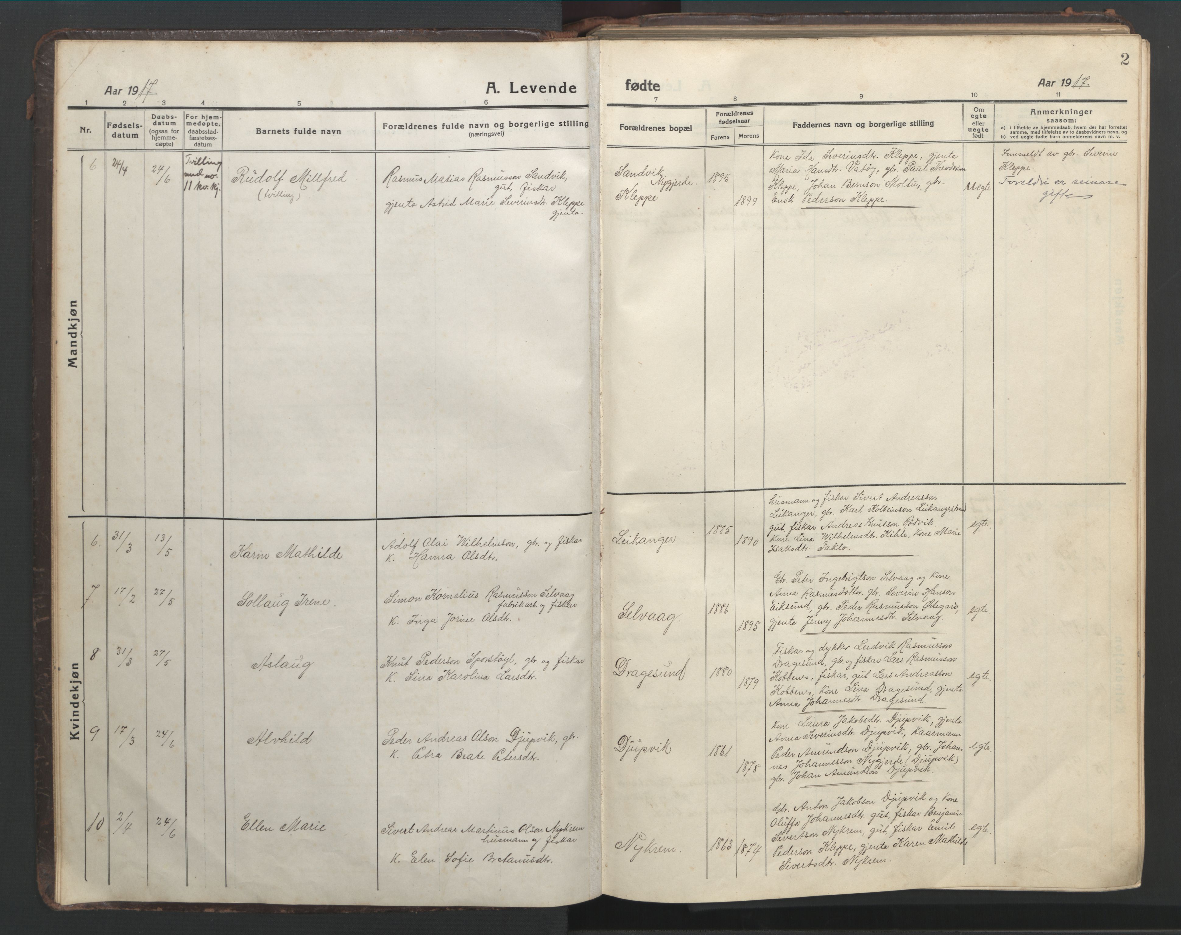 Ministerialprotokoller, klokkerbøker og fødselsregistre - Møre og Romsdal, AV/SAT-A-1454/508/L0099: Parish register (copy) no. 508C03, 1917-1947, p. 2