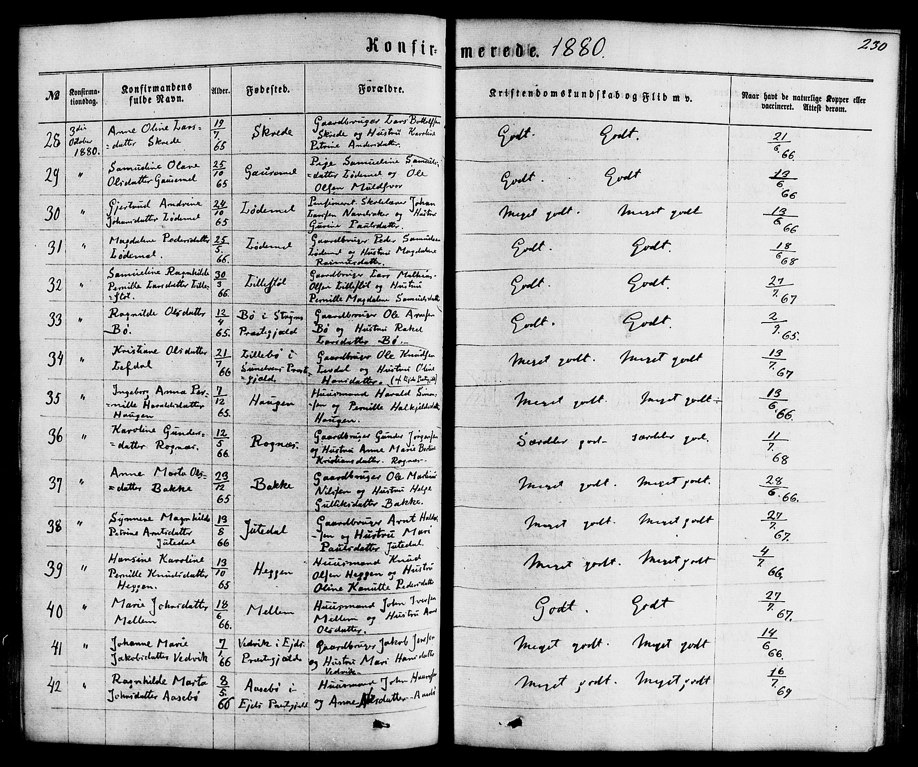 Hornindal sokneprestembete, AV/SAB-A-82401/H/Haa/Haaa/L0002: Parish register (official) no. A 2, 1867-1884, p. 230