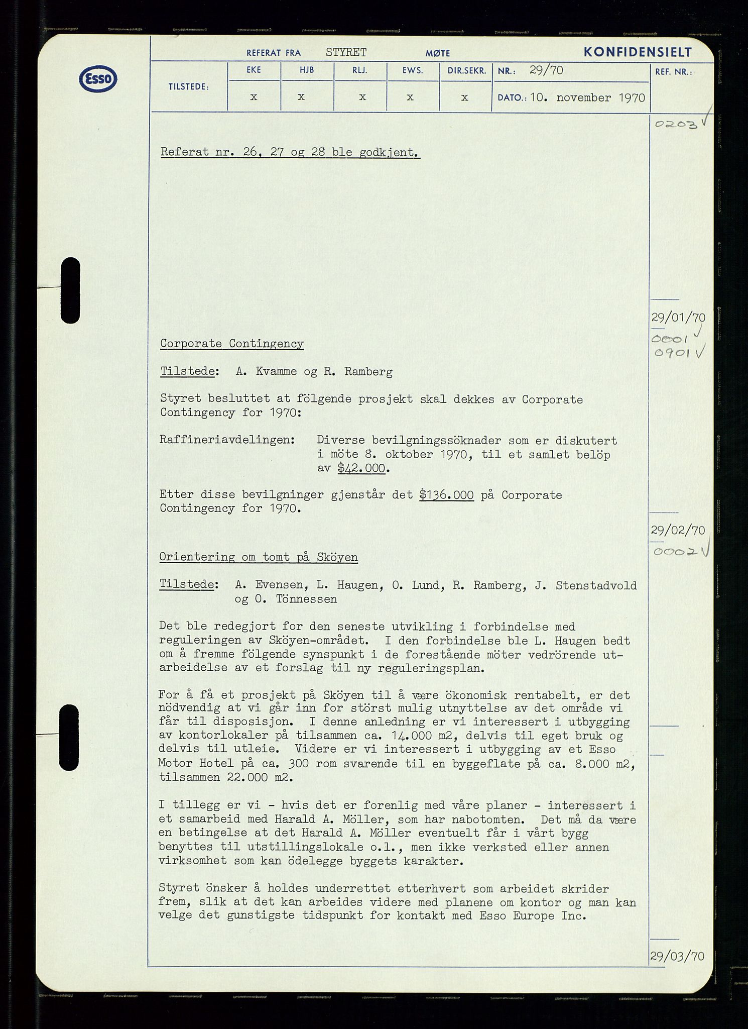 Pa 0982 - Esso Norge A/S, AV/SAST-A-100448/A/Aa/L0003/0002: Den administrerende direksjon Board minutes (styrereferater) og Bedriftforsamlingsprotokoll / Den administrerende direksjon Board minutes (styrereferater), 1970-1974, p. 176