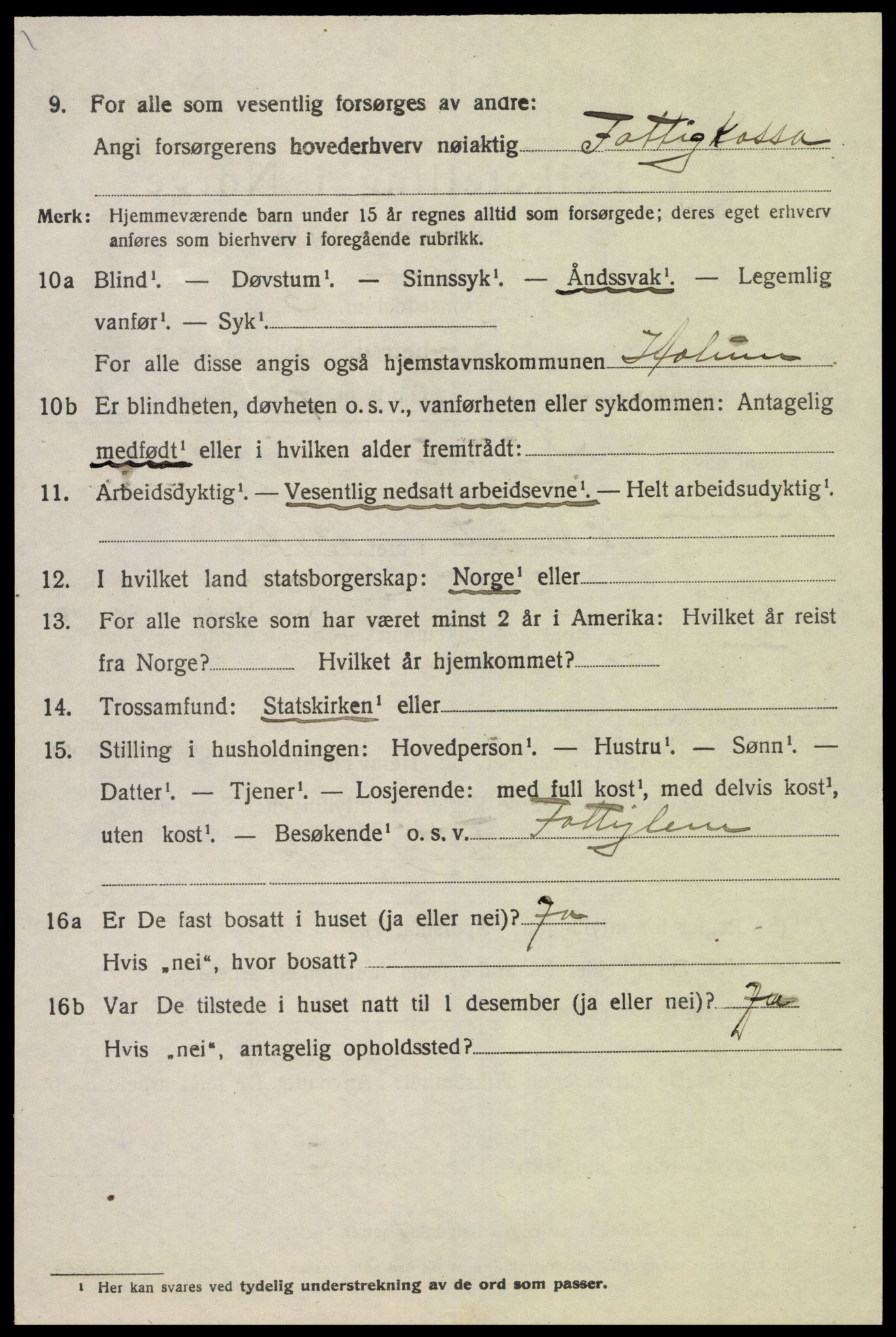 SAK, 1920 census for Holum, 1920, p. 2818