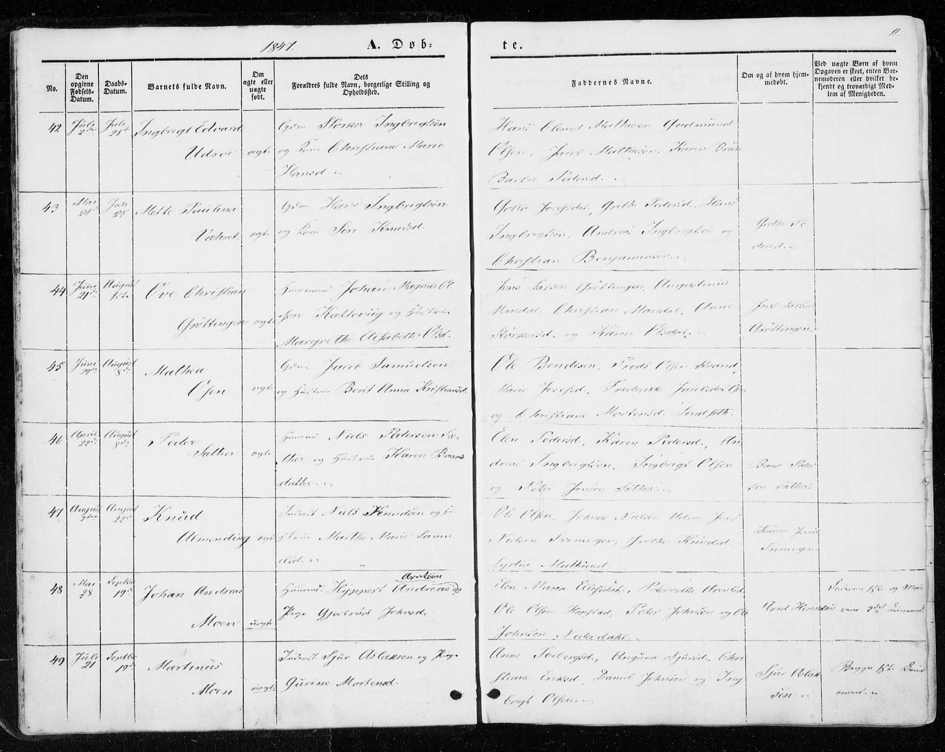 Ministerialprotokoller, klokkerbøker og fødselsregistre - Sør-Trøndelag, SAT/A-1456/657/L0704: Parish register (official) no. 657A05, 1846-1857, p. 11