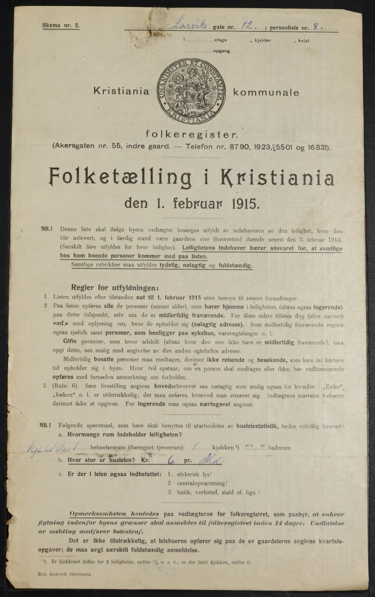 OBA, Municipal Census 1915 for Kristiania, 1915, p. 56691