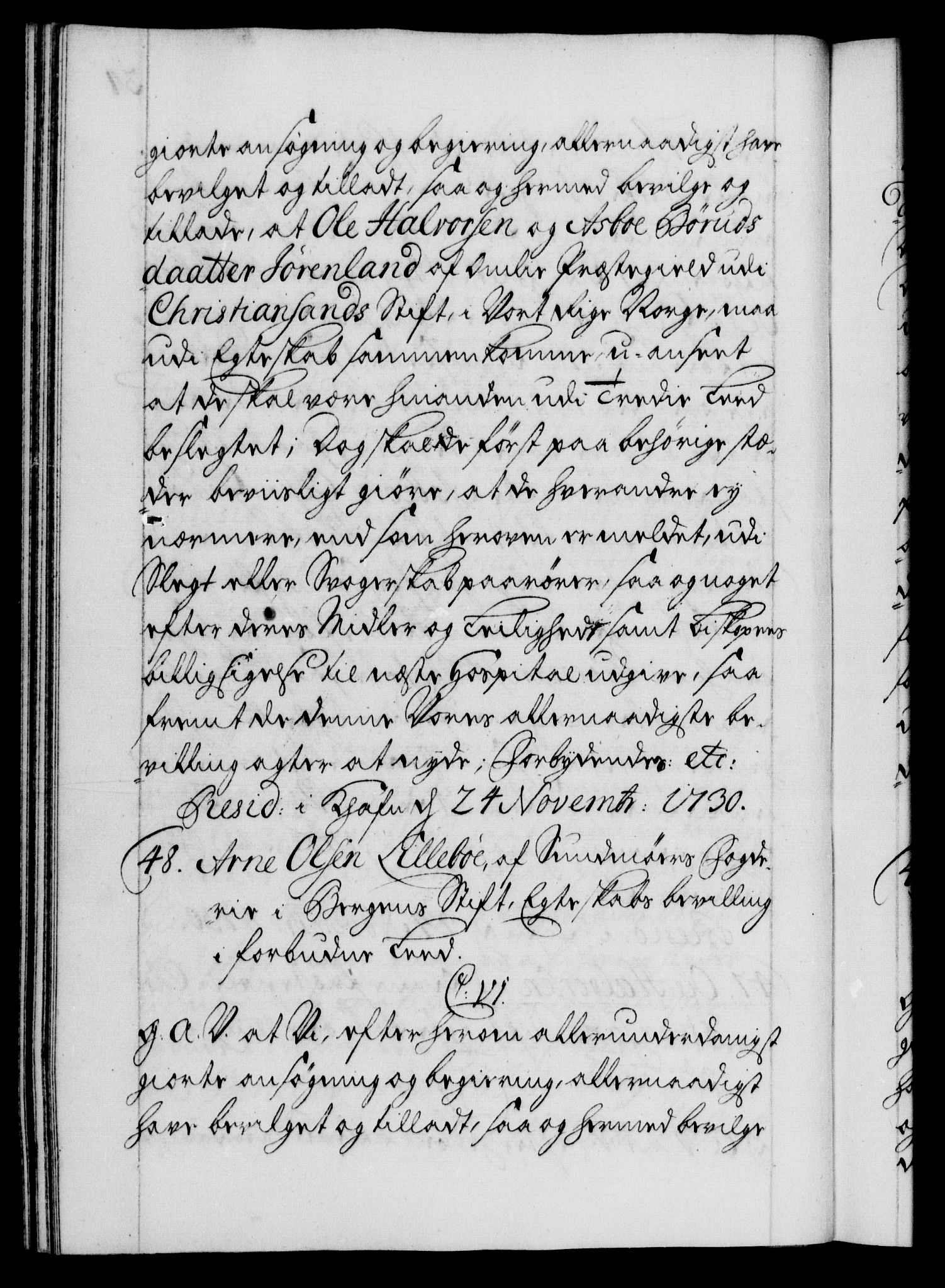 Danske Kanselli 1572-1799, AV/RA-EA-3023/F/Fc/Fca/Fcaa/L0027: Norske registre, 1730-1732, p. 34b